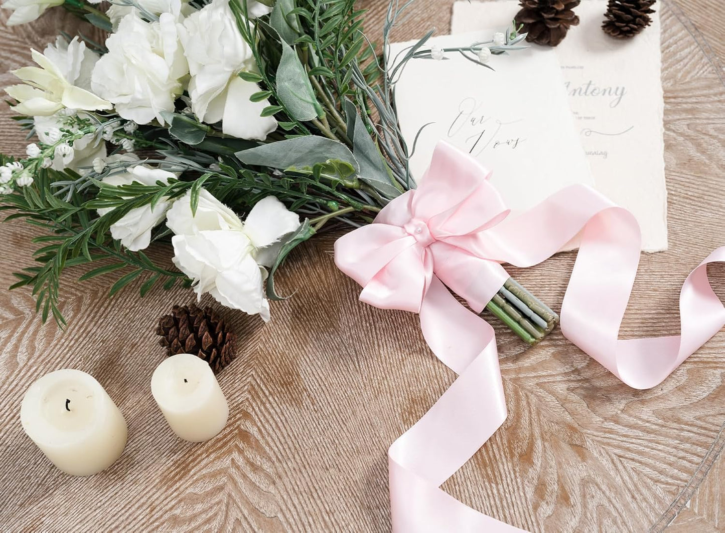 Pink Satin Ribbon for Valentines Day 1-1/2 Inch x 50 Yards Double-Faced Ribbons for Flower Bouquet Gift Wrapping Party Decor Wedding Invitation DIY Craft