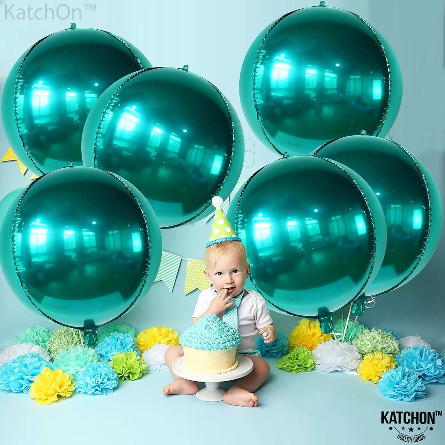 KatchOn, Metallic Emerald Green Balloons - Big 22 Inch, Pack of 6 | Dark Green Mylar Balloons, Emerald Green Foil Balloons for Emerald Green Party Decorations | Graduation decorations 2025