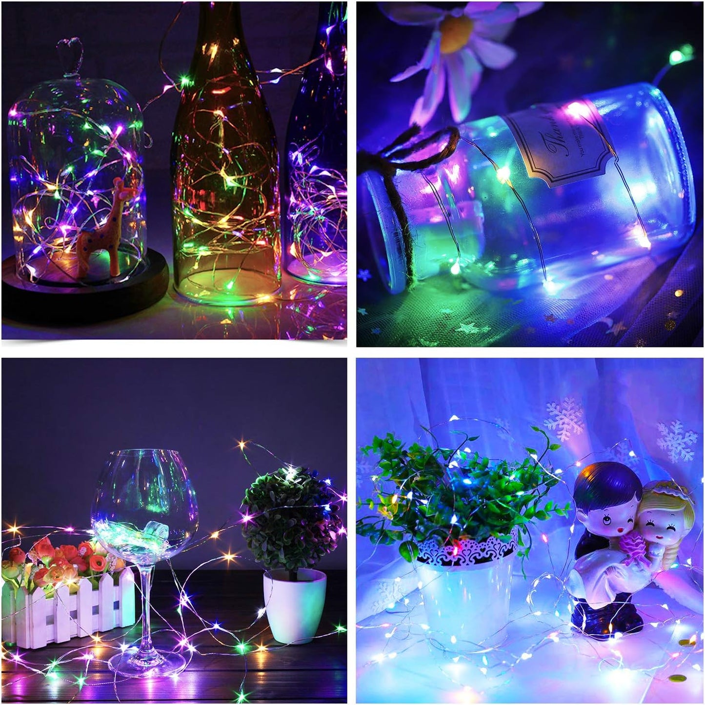 Aluan Wine Bottle Lights with Cork 10 Pack 20 LED Christmas Mini Fairy Lights, Waterproof Battery Operated Bottle Lamps for Liquor Bottles Party Bar Rustic Wedding Table Indoor Decoration, Multicolor