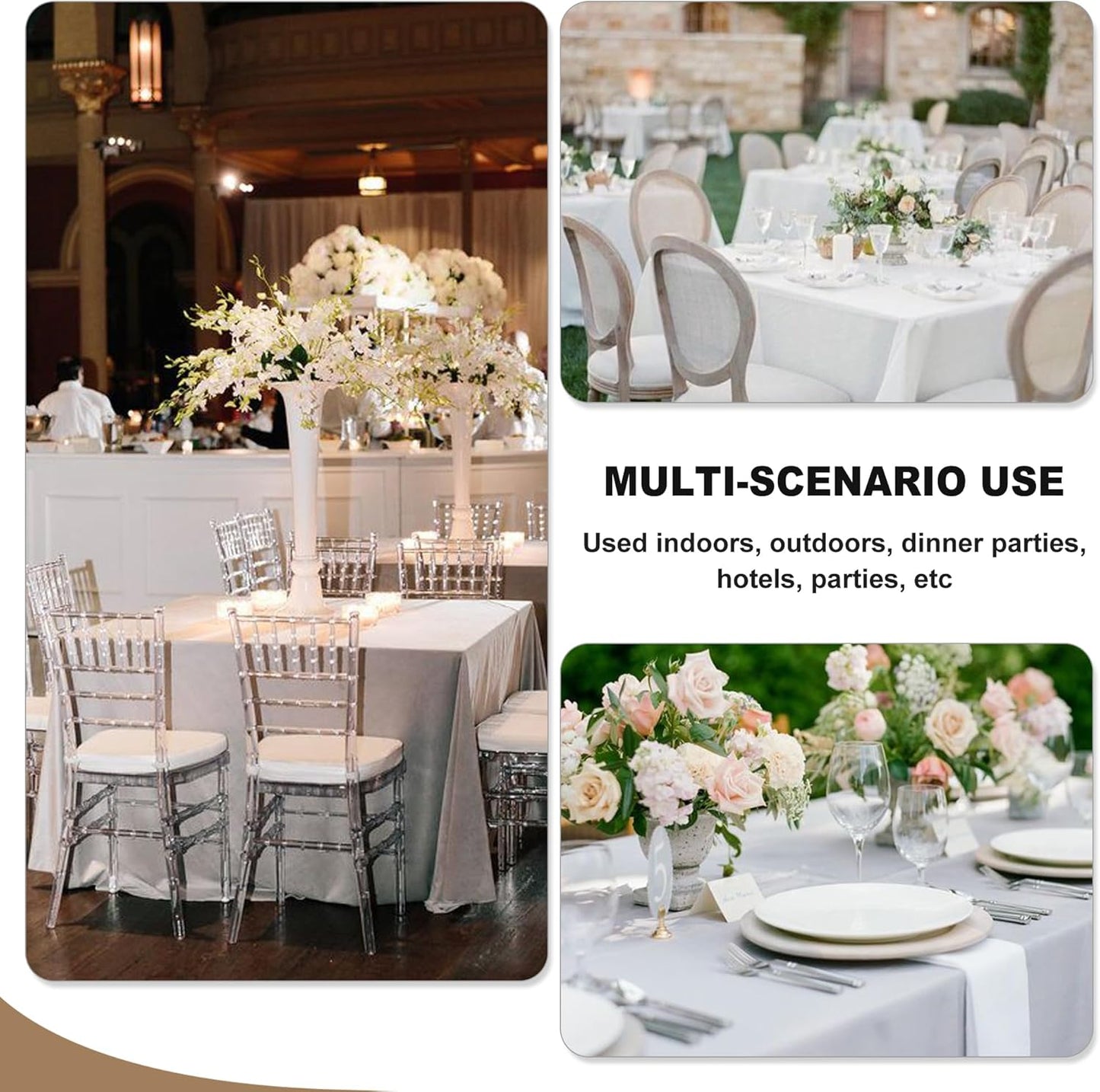 Fitable 6 Pack Square Tablecloths - 70 x 70 Inches - Stain Resistant and Reusable Table Clothes, Ivory Polyester Fabric Table Covers for Dining, Card Tables, Coffee Tables