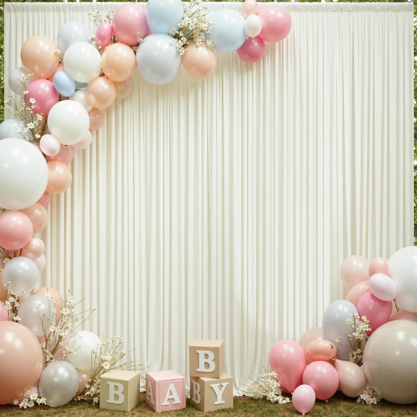 10×12ft Wrinkle Free Ivory Backdrop Curtain for Wedding Parties, 2 Panels 5×12ft Long Soft Silky Polyester Backdrop Drapes Cream Photo Back Drop Curtains for Party Photography Background Cloth