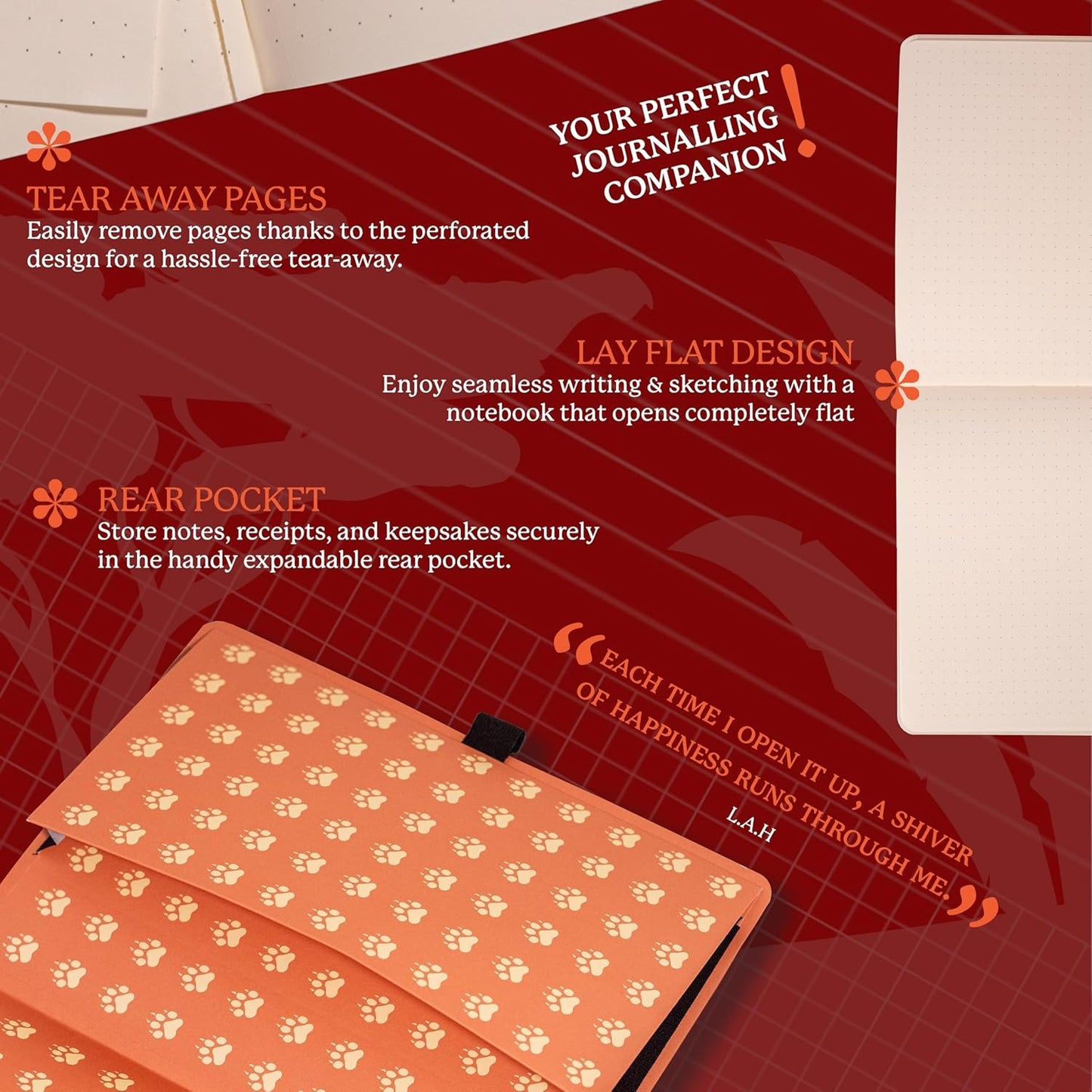 Dingbats A5 Wildlife Dotted Notebook Journal - Premium Vegan Leather Softcover Executive Journal for Women & Men - Work, Note Taking, Writing & Travel