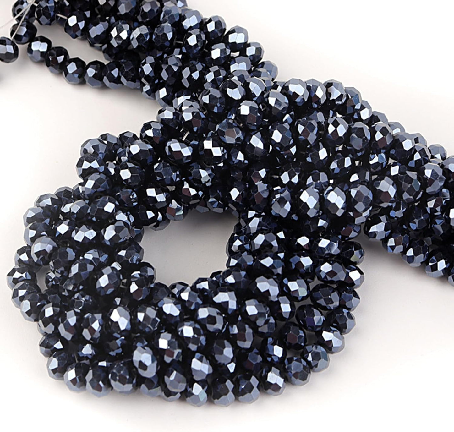 460Pcs 8mm Crystal Glass Beads for Jewelry Making Beads for Bracelets Necklace Pendants Making Supplies(Navy Blue)