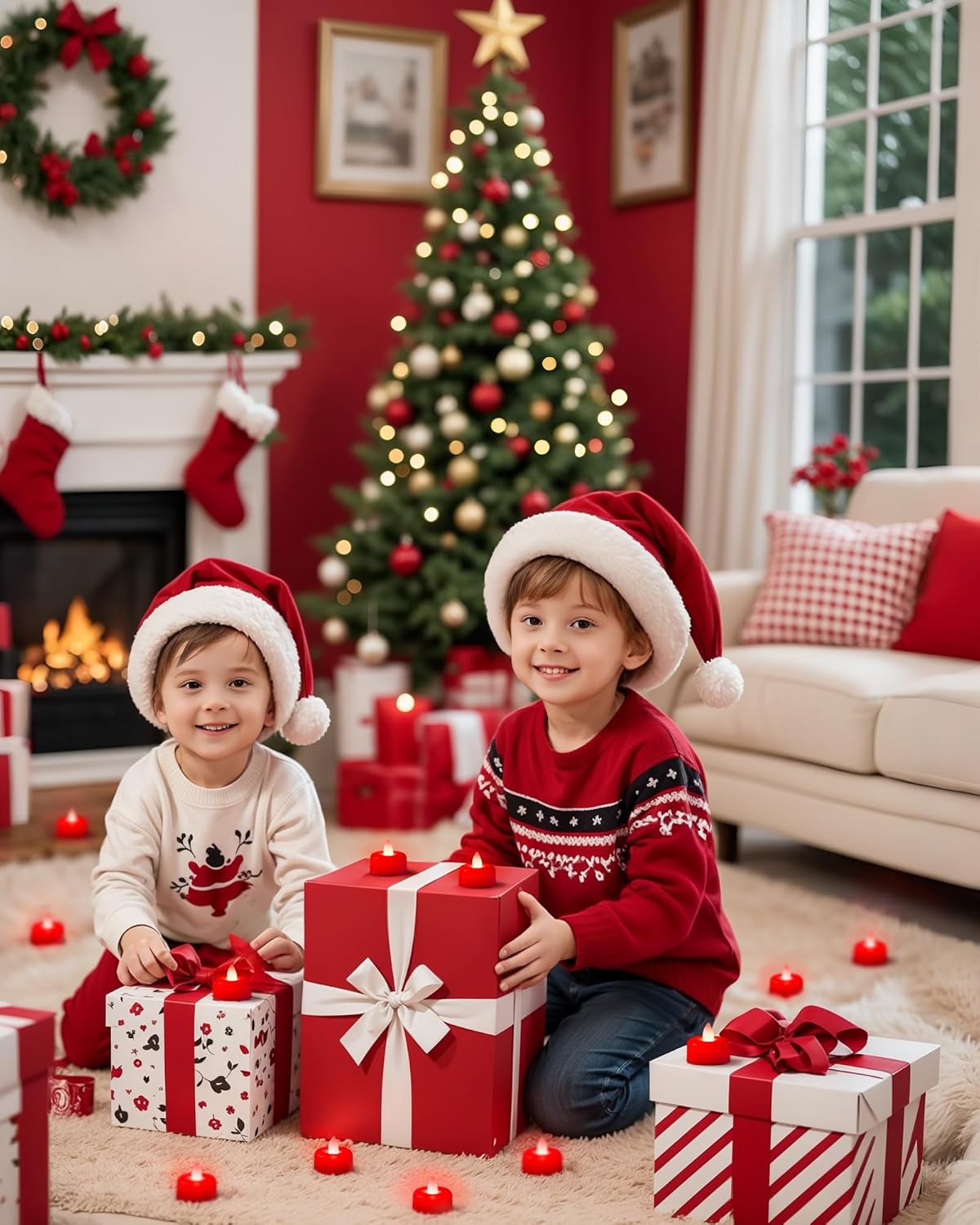 Amagic 24 Pack Red Flameless LED Tea Lights Candles Battery Operated, Electric Fake Tealight Candles for Votive, Wedding, Table Centerpiece, Party, Aniversary, Proposal, Halloween, Christmas