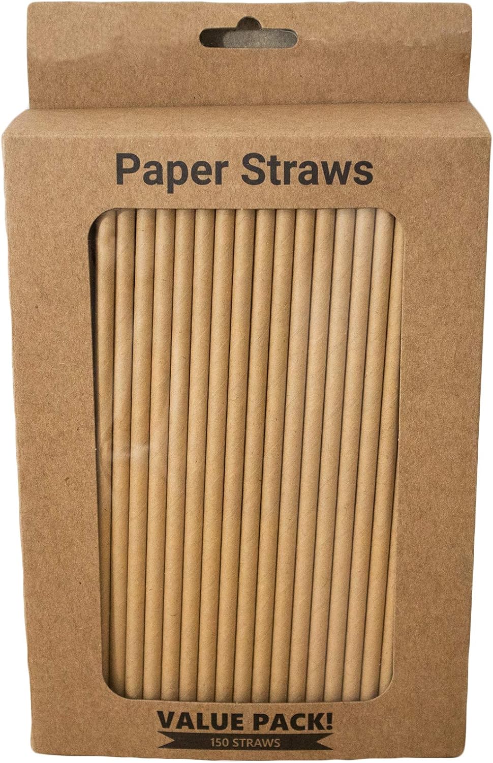 Pack of 900 Natural Kraft Biodegradable 4-Ply Paper Drinking Straws (Compostable, Non-toxic, BPA-free)