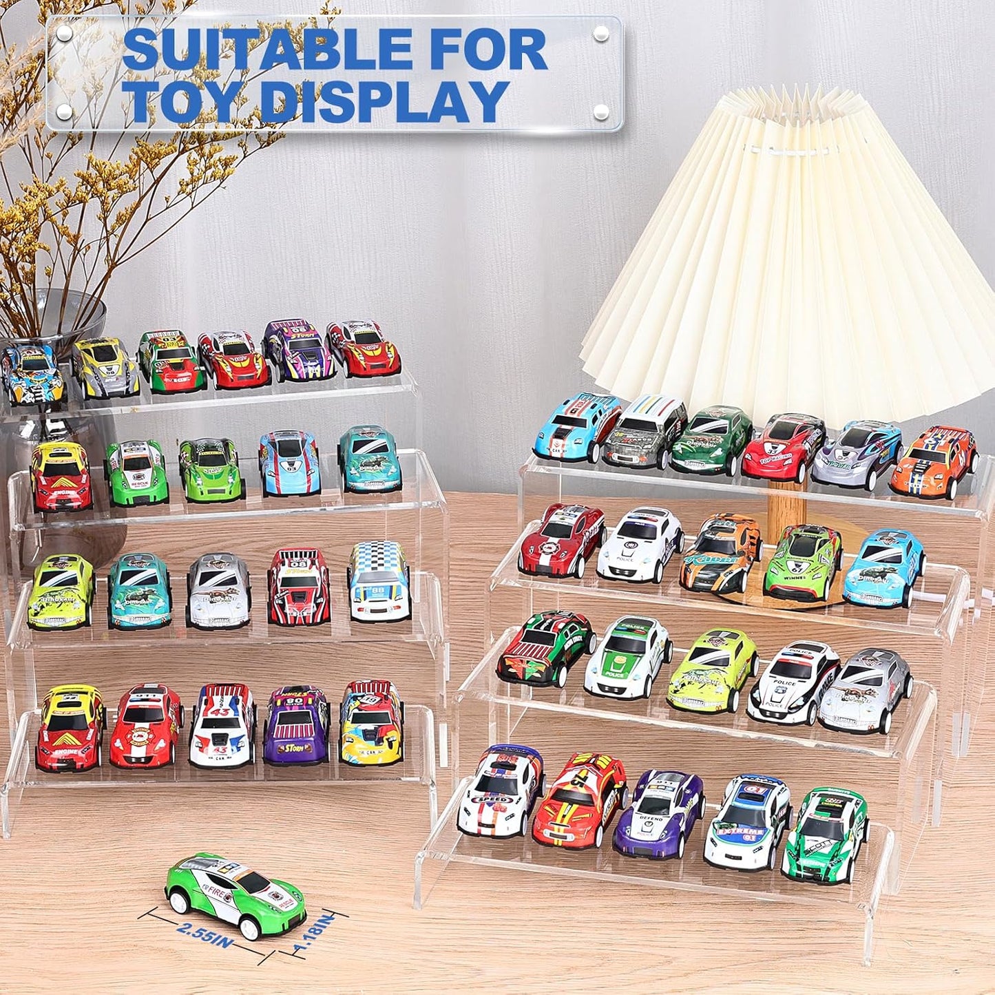 Aheroi Large Acrylic Risers, 8 Pcs 2 Set(7”L~8”L~9”L) Acrylic Display Set Rectangular Stands Shelf Clear Display Risers for Decor, Cake Shelves Retail Shoe Showcase