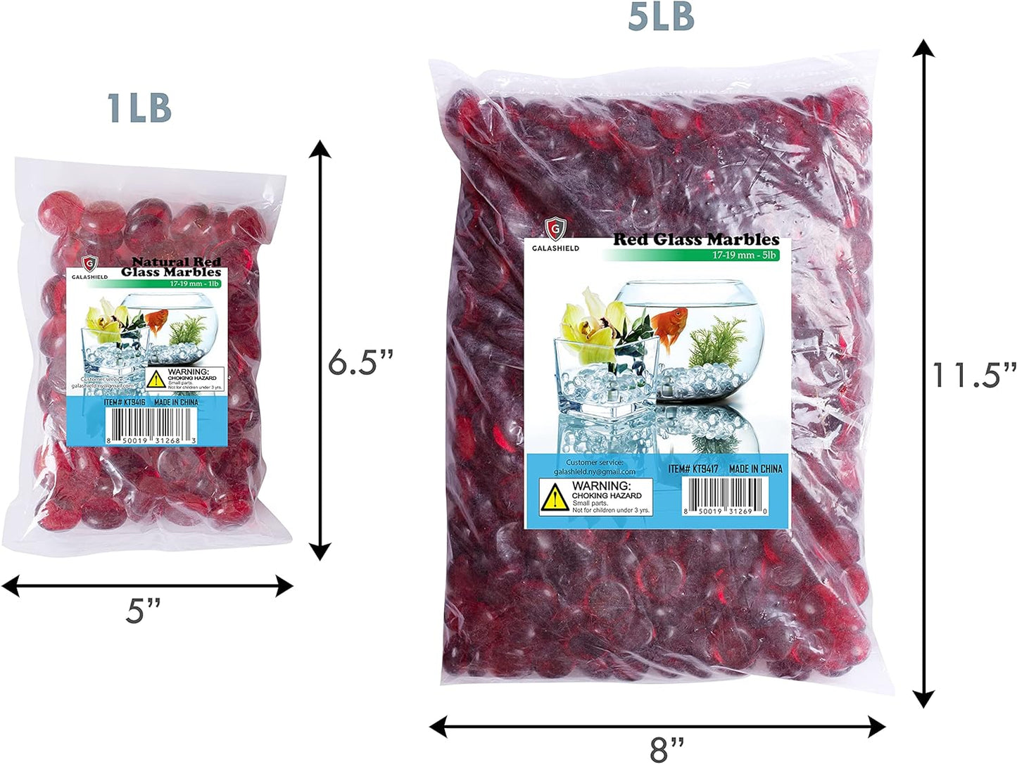 Galashield Flat Glass Marbles for Vases Red Glass Gems Beads Pebbles Vase Filler (1 LB, Approx. 105 PCS)