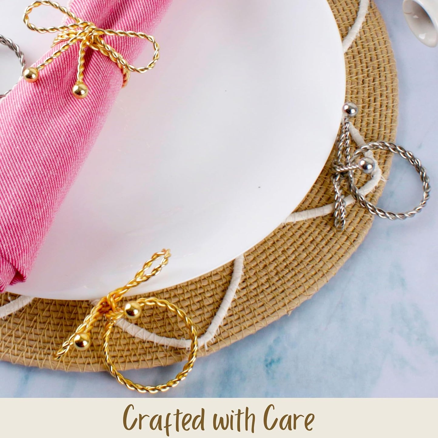 Heavy Duty Metal Napkin Ring Set of 12 - Elegant Napkin Ring with Sturdy Design - Handmade Napkin Holders for Wedding, Dinner, Parties, Dining Room, Family Gathering (Gold & Silver) - CLEENTABLE