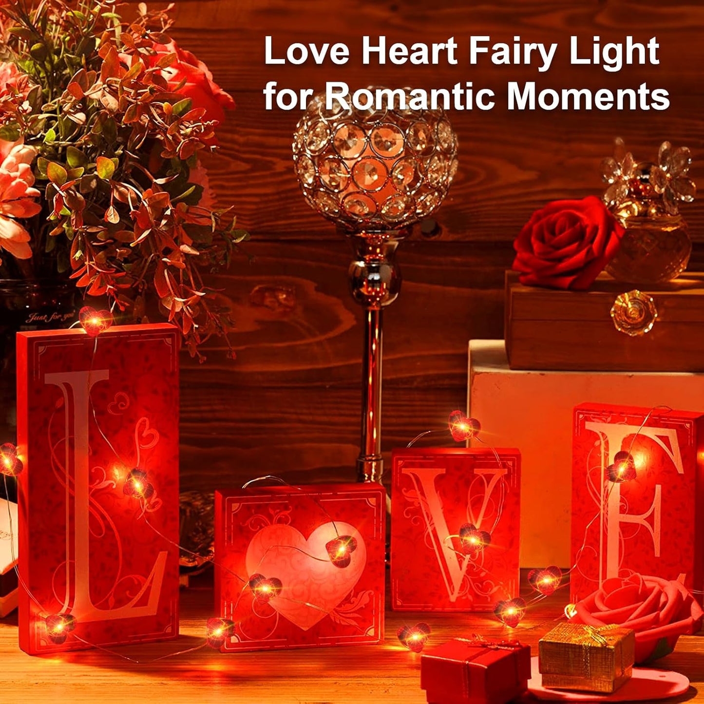 4 Pack Valentines Day Fairy Lights 7Ft 20 LED Twinkle String Lights Battery Operated Waterproof Firefly Starry for Mason Jar Party Wedding Christmas (Red, 4)