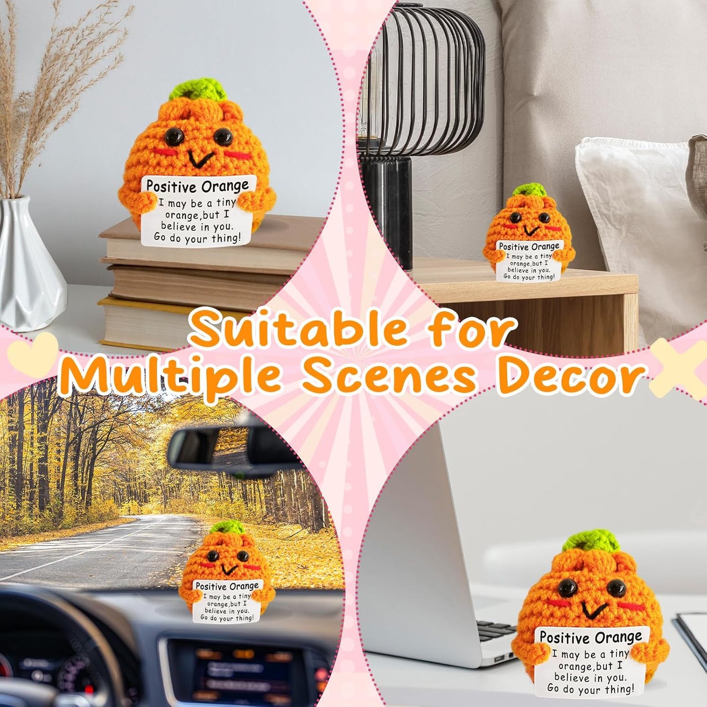 Crochet Emotional Support Orange-Handmade Mental Health Gifts for Friends,Family-Uplifting Gifts for Grandpa,Grandma Mom,Dad,Teens