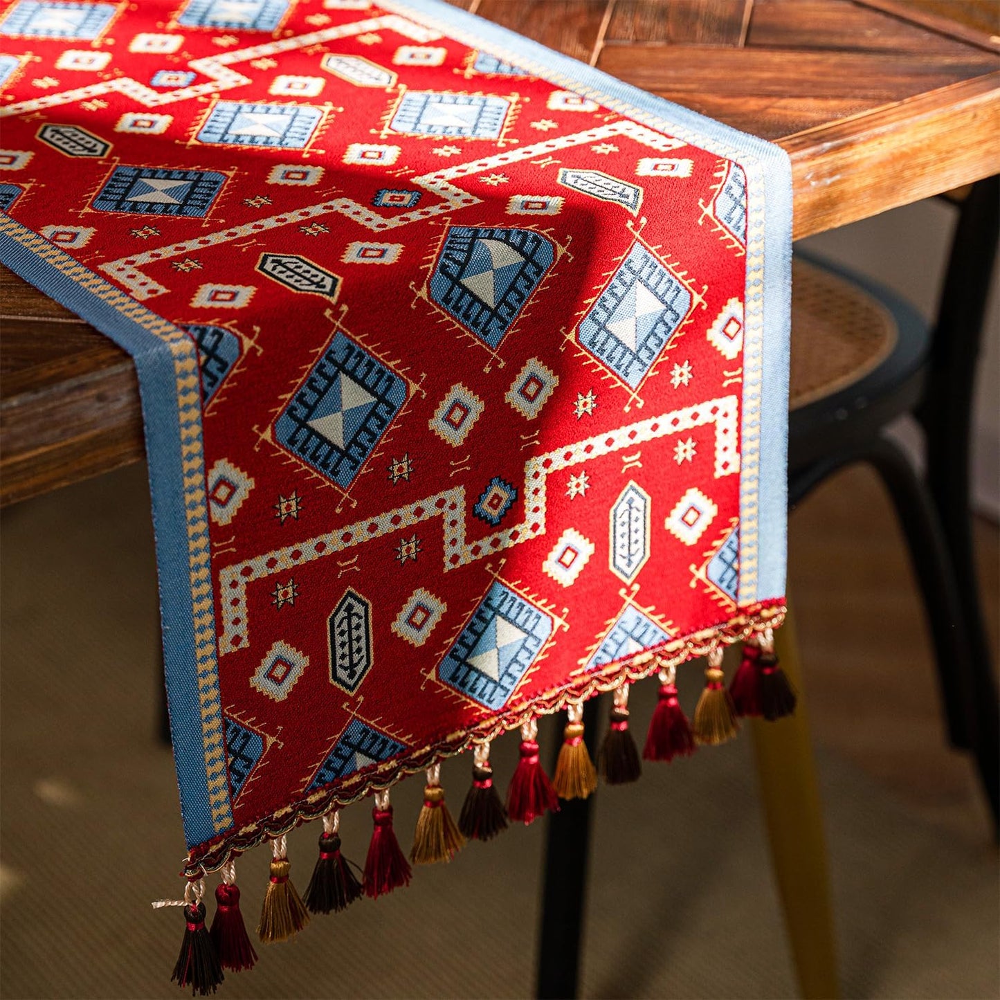 13×72 Inch Table Runner, Retro-Luxury Tassels Series for Kitchen Dining Table Holiday Decoration (Chipset)