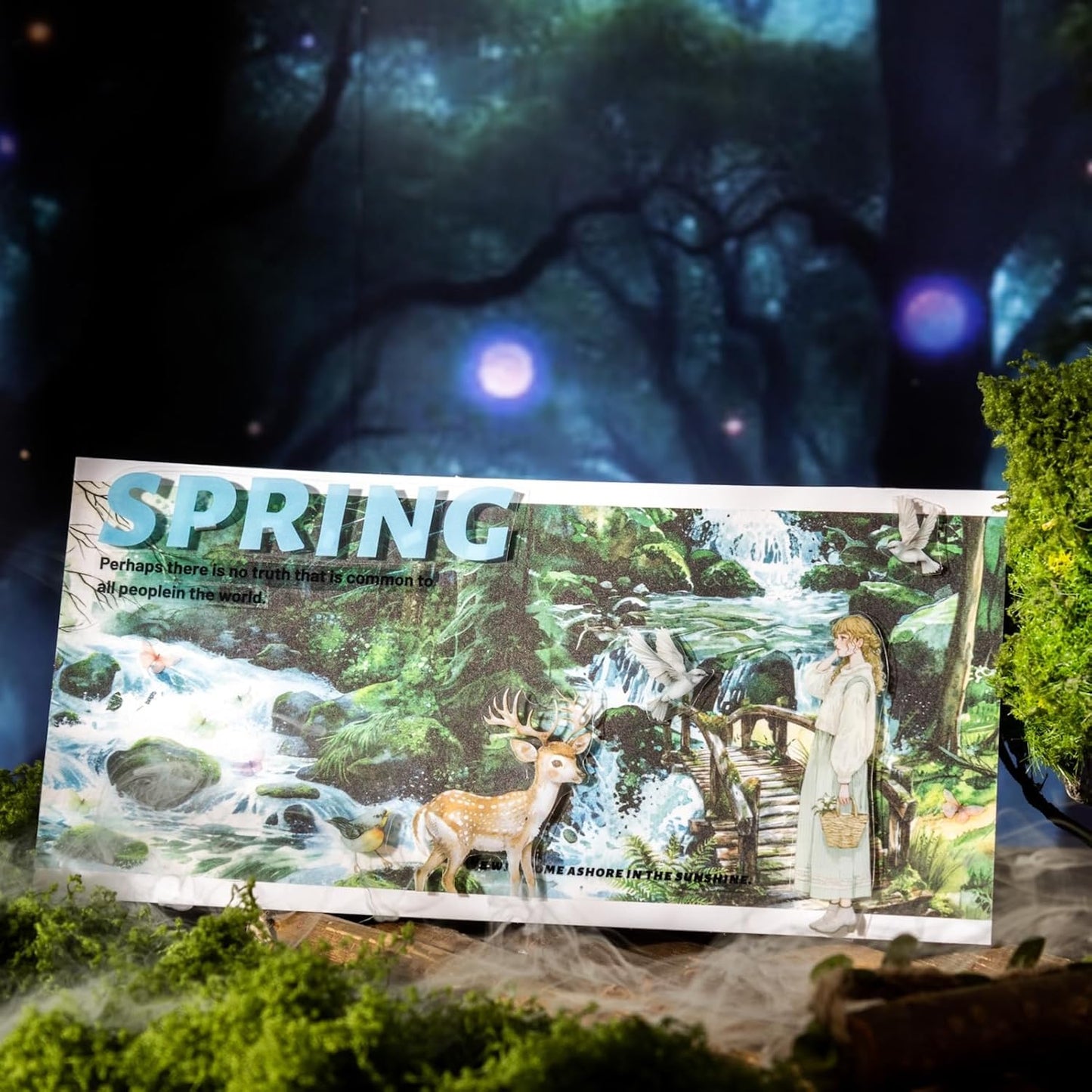 Forest-Themed Seamless Washi Tape Scrapbook Kit – 6 Rolls with Cottage, Waterfall & Fairy Forest Designs for Journaling, DIY Crafts, Gift Wrapping, Card Making and Decoration