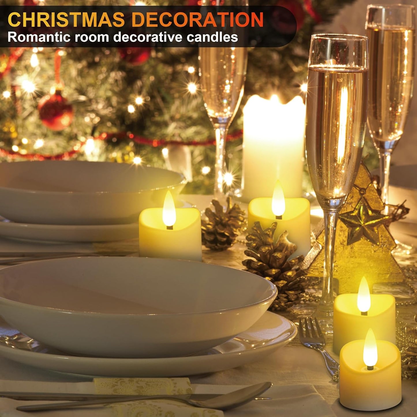 YiaMia Rechargeable Tea Lights with Remote, Flameless LED Candle with 24H Cycle Timer, Battery Operated Tea Lights for Votive, Weddings, Parties, Halloween, Christmas, Home Decoration (12)