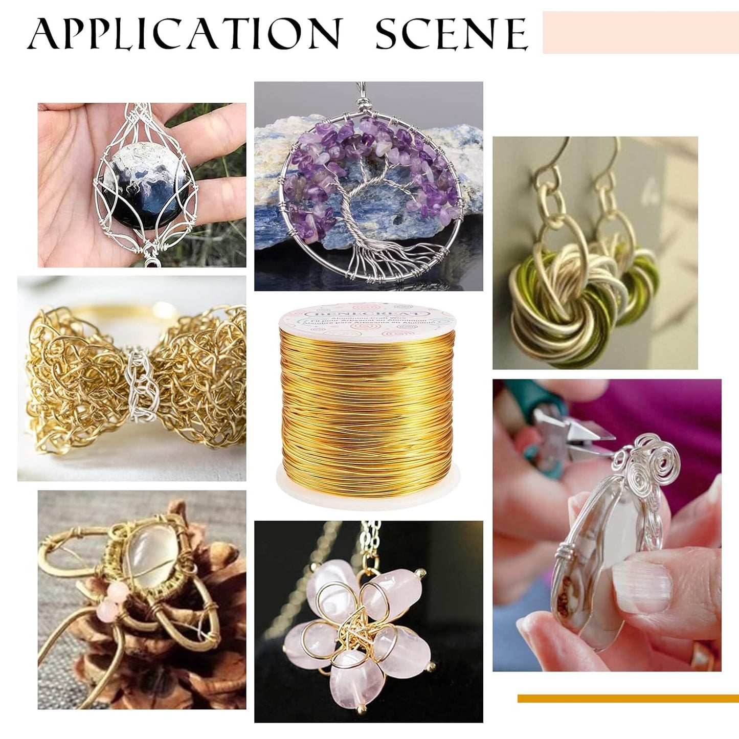 BENECREAT 12 17 18 Guage Aluminum Wire (12 Gauge,100FT) Anodized Jewelry Craft Making Beading Floral Colored Aluminum Craft Wire - Gold