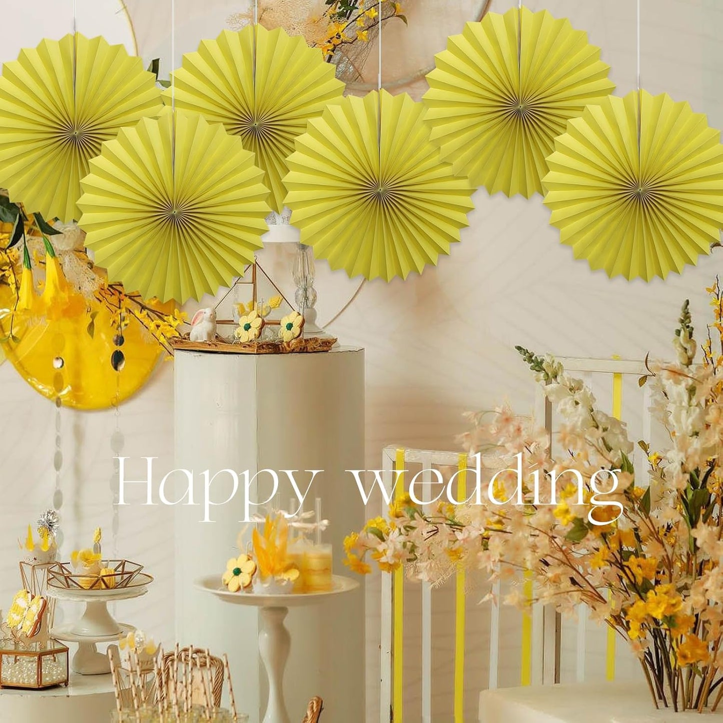 Yellow Party Decorations,Paper Decorations for Party,Lemon Decorations Party Paper Fans Bulk 16in,Anniversary Decorations for Party 30 Color DIY Set (Lemon Yellow)