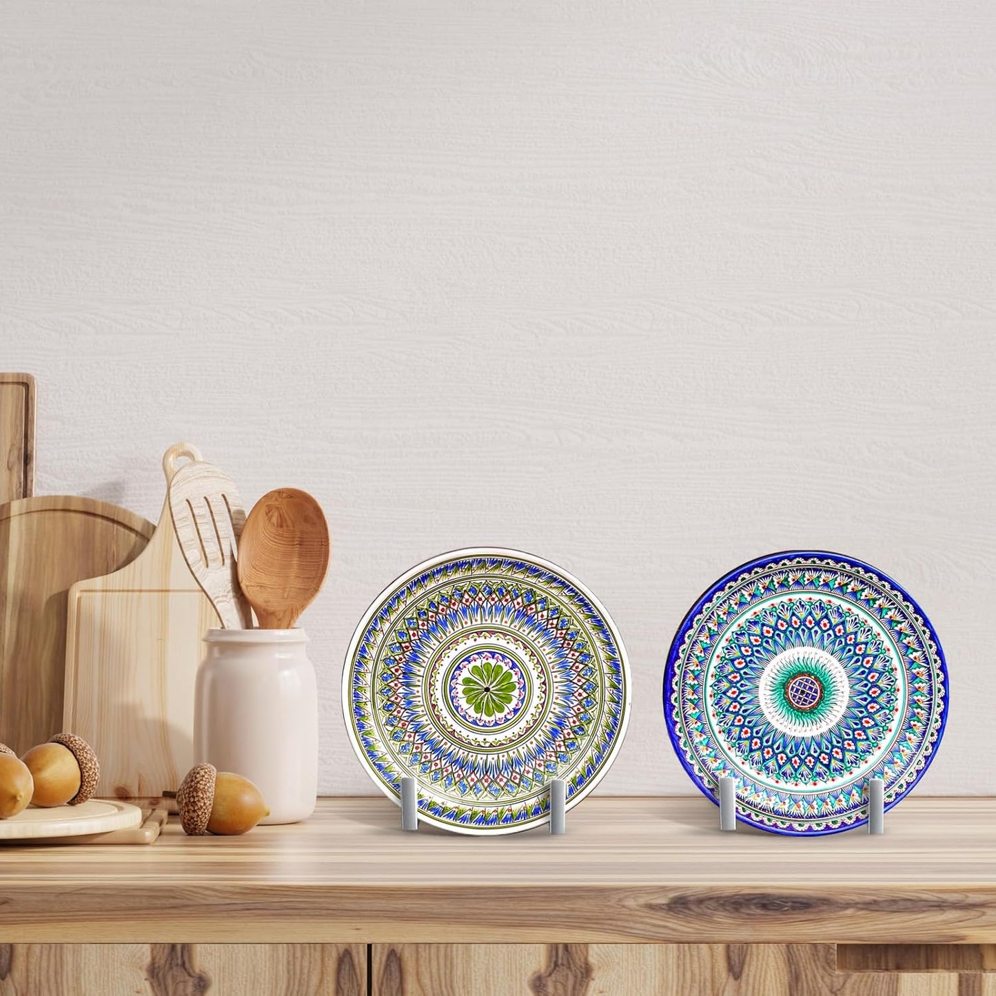 Sweetude 2 Pcs Large Plate Stands for Display Metal Frame Plate Holder Display Stand Decorative Table Top Easels for Picture, Book, Platter, Photo Easel(Silver,8 Inch)