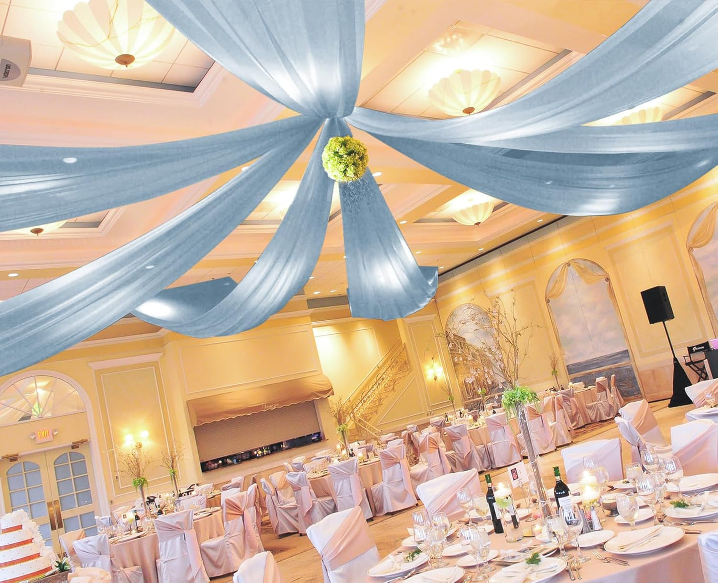 6 Panels Dusty Blue Ceiling Drapes for Wedding 5ftx40ft Ceiling Drapes Wedding Arch Draping Fabric Cheesecloth Sheer Curtain Romantic Ceiling Decorations for Weddings Party Banquet Ceremony Stage