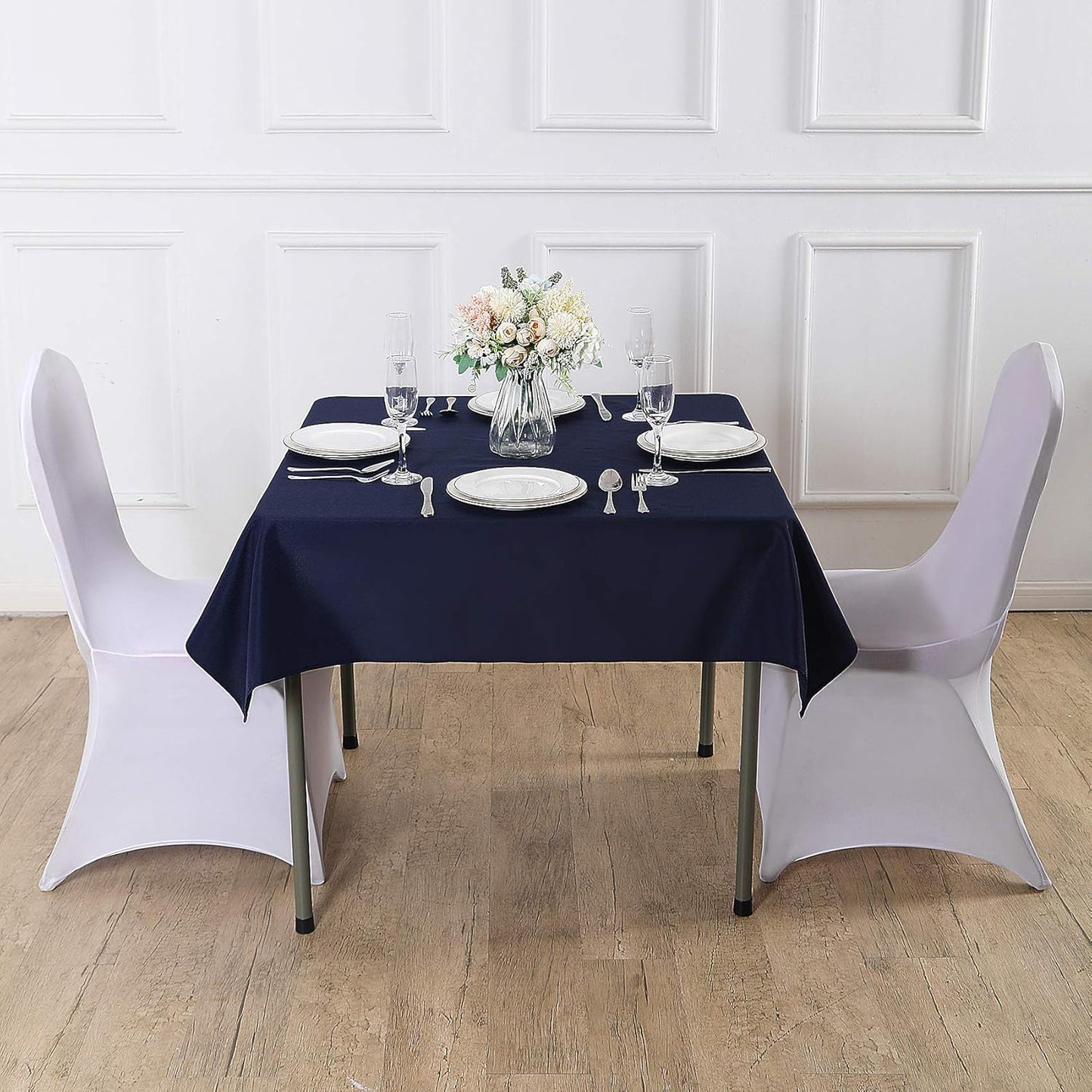 Cupuamon Square Tablecloth 70x70 inch Washable Polyester Fabric Table Cloth for Wedding Party Dining Banquet Decoration(70x70,Navy)