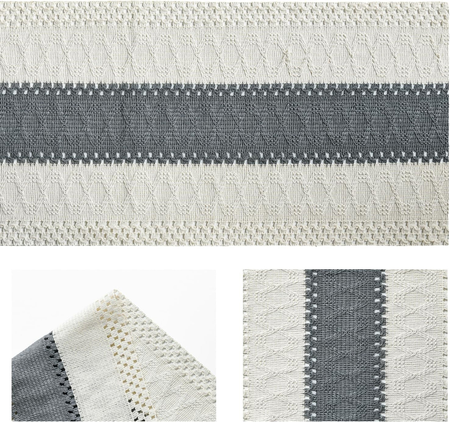 Artoid Mode Dark Grey Farmhouse Rustic Table Runner, Seasonal Holiday Hollow Kitchen Dining Table Decoration for Home Party Decor 12x120 Inch