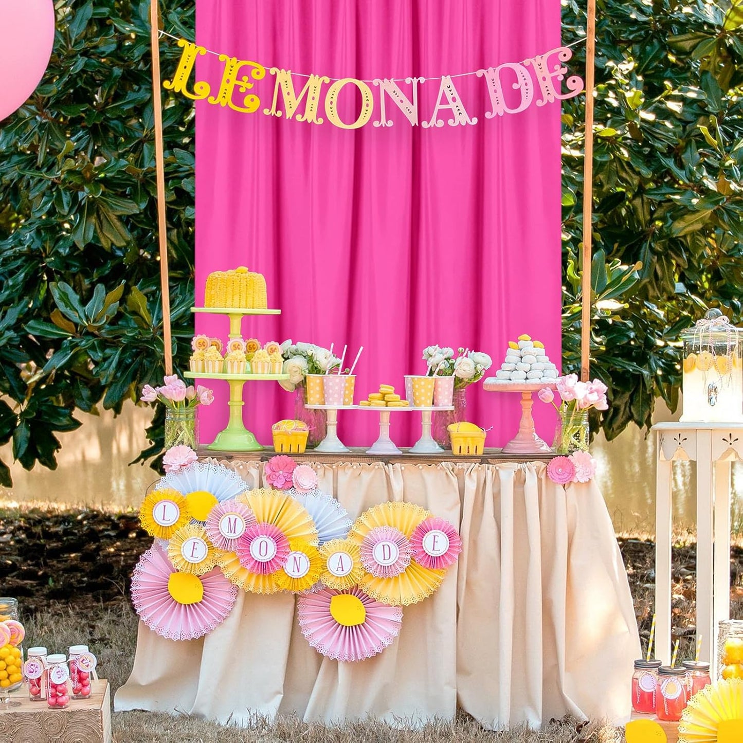 DWCN 10x10 FT Fuchsia Backdrop Curtains for Parties, Photography Backdrop Drapes with Rod Pockets for Wedding Decorations Stage Birthday Family Gatherings, 2 Panels 5ft x 10ft