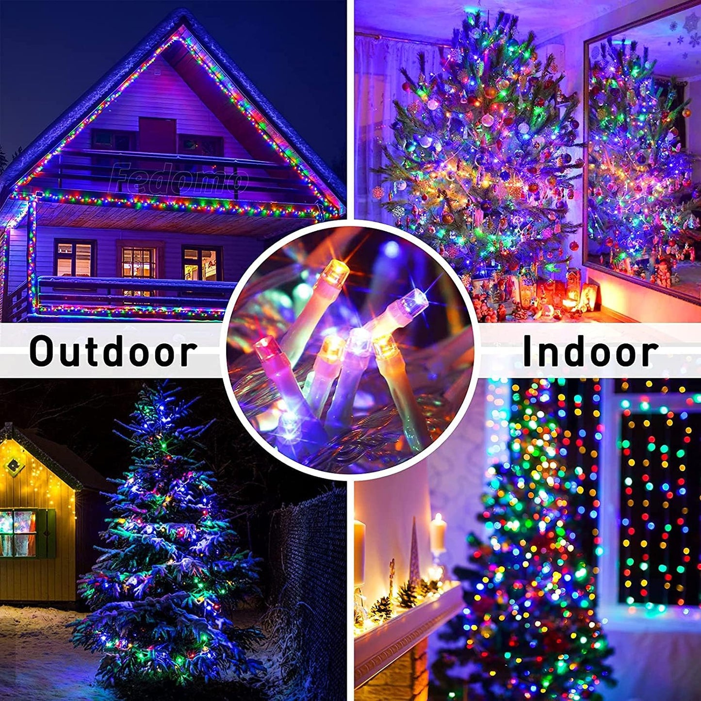 JMEXSUSS 163ft 500 LED Christmas Lights Outdoor, Waterproof Clear Wire String Light, 8 Modes Christmas Tree Lights Plug in for Patio Wedding Party Yard Xmas Tree Decor(Multicolor)