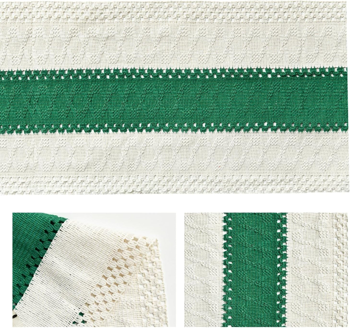 Artoid Mode Dark Green Farmhouse Rustic Table Runner, Seasonal Holiday Hollow Kitchen Dining Table Decoration for Home Party Decor 12x90 Inch