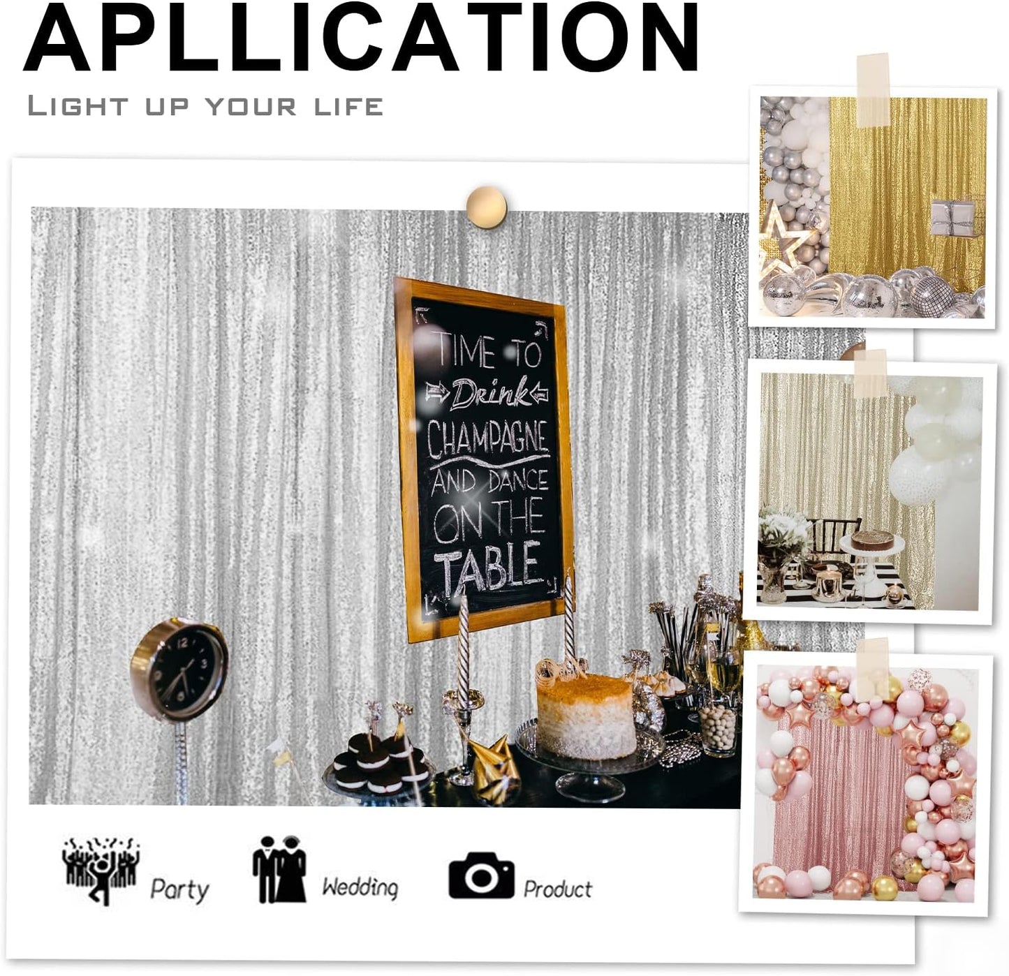 Hahuho Silver Sequin Backdrop Curtain, 4PCS 2FTx8FT Glitter Backdrop Curtain for Parties, Christmas, Wedding, Party Decoration(4 Panels, 2FT x 8FT, Silver