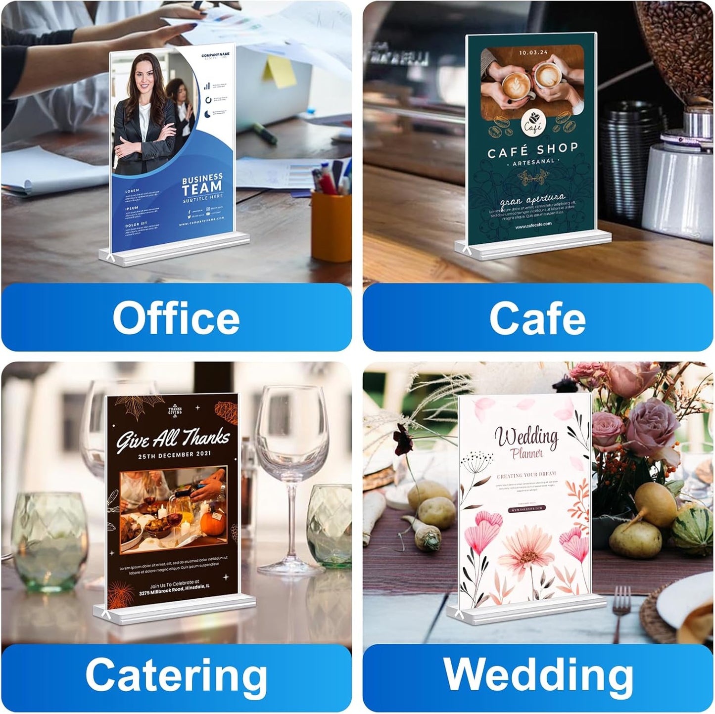 Acrylic Sign Holder 5x7 Inches 24 Pack, Double Sided Clear Display Stand Table Top Sign Paper Holder, Vertical Menu Flyer Holder, Plastic Sign Frame for Stores, Restaurants, Hotels, Office