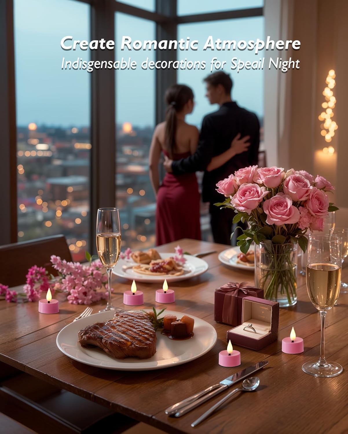 Amagic Flameless Pink Timer Remote Tealights Candles, 3D Black Wick Flickering Tea Light, 400+Hour Colored Votive Candles Battery Operated, Set of 12 for Romantic Wedding Decor, Baby Showers, Proposal