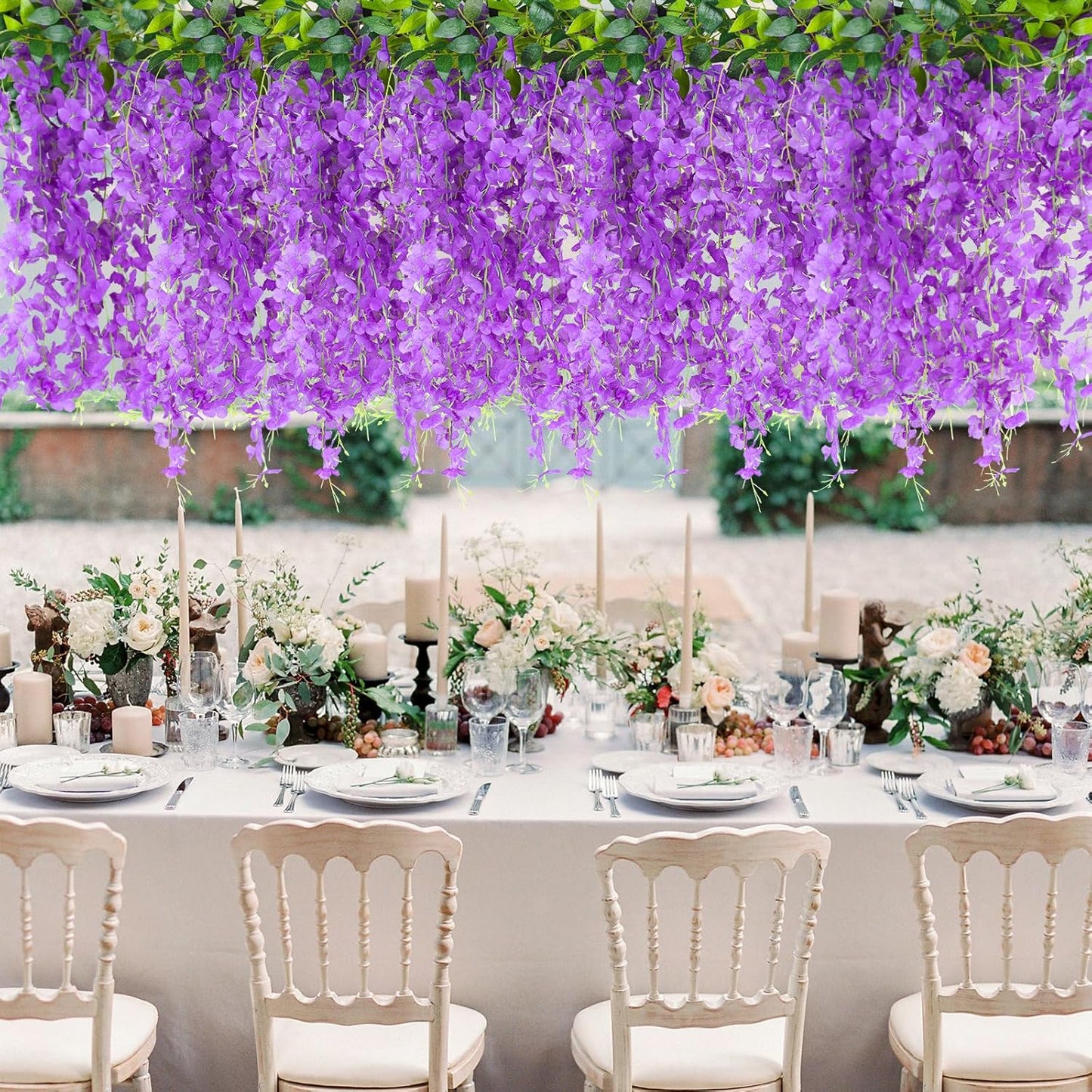 Wisteria Artificial Flowers Garland,10Pcs Total 60ft Silk Fake White Wisteria Flowers Hanging for Home Garden Wedding Arch Party Indoor Outdoor Decor(10,Purple)