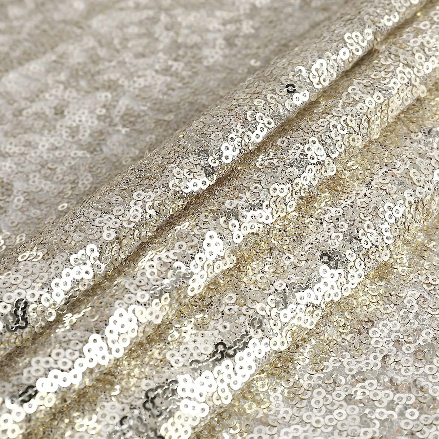 OQSQ Champagne Rectangle Sequin Tablecloth - 60x102 inch, Glitter Drape Table Cloth, Sparkle Sequence Table Overlays for Wedding Birthday Party Baby Bridal Shower