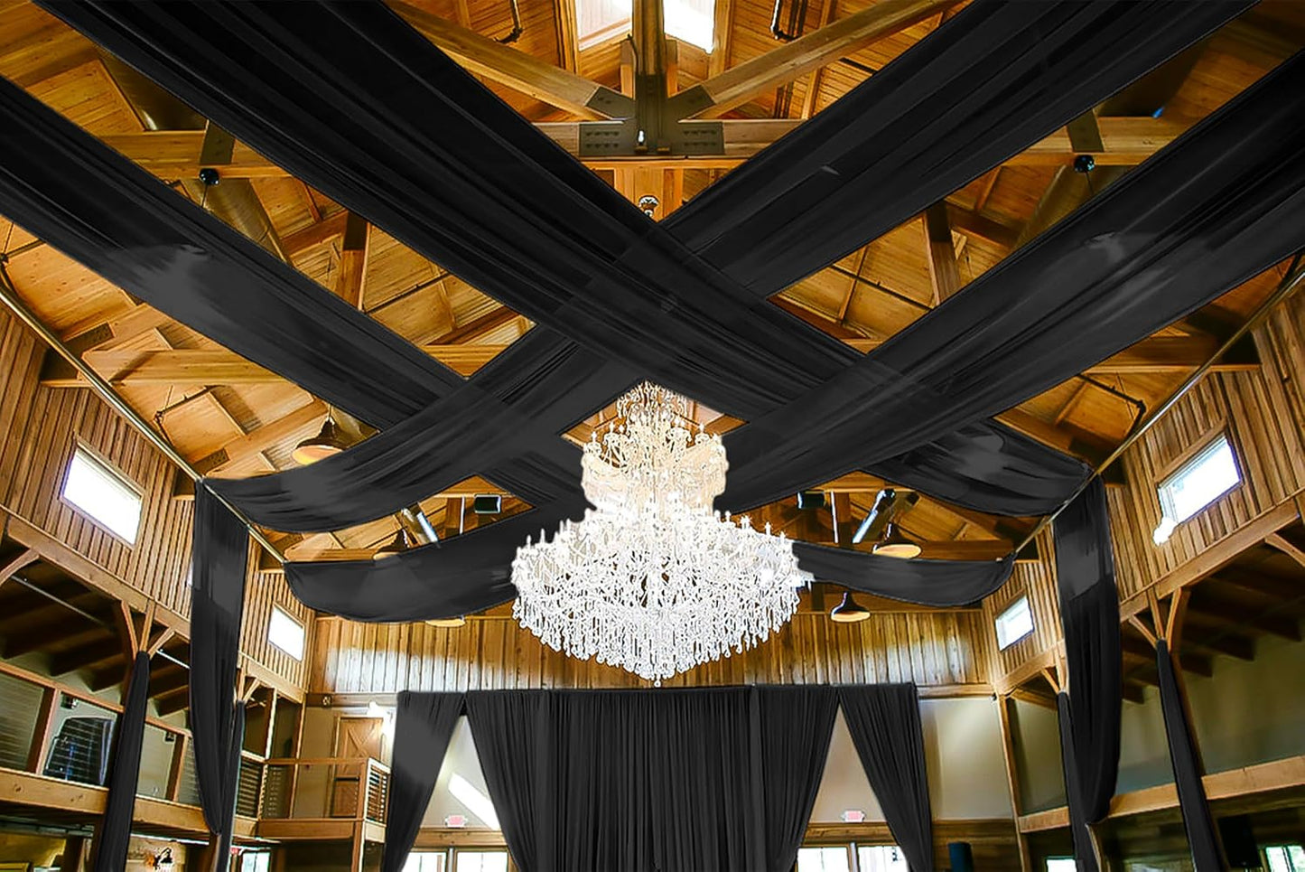 6 Panels Black Ceiling Drapes for Wedding 5ftx10ft Ceiling Drapes Wedding Arch Draping Fabric Cheesecloth Sheer Curtain Romantic Ceiling Decorations for Weddings Party Banquet Ceremony Stage
