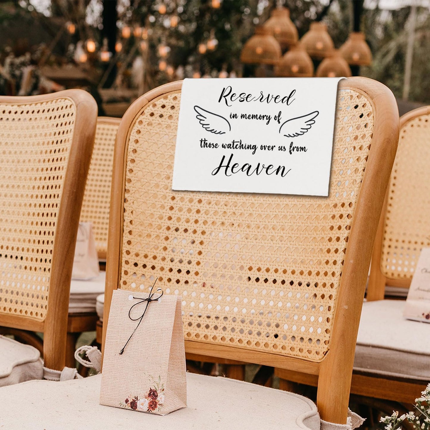Reserved Seating Chair Signs, In Loving Memory Memorial Wedding Sign Pew Cloths Seating Placeholder for Church Pews, Wedding Decorations for Reception Celebrations Event (Heaven, 1 PC)