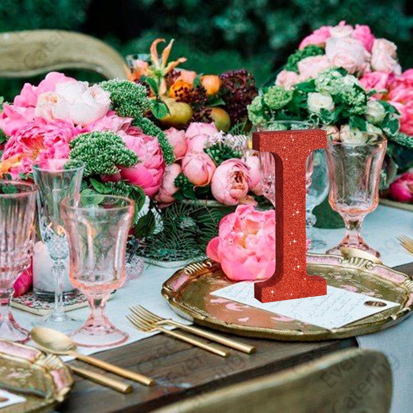 TONIFUL 8 Inch Red Glitter Letter I Table Centerpiece A-Z Red Birthday Party Decorations,Red Alphabet I for Birthday,Chrismas,Graduation,Bridal Shower,Wedding,Anniversary Party Supplies