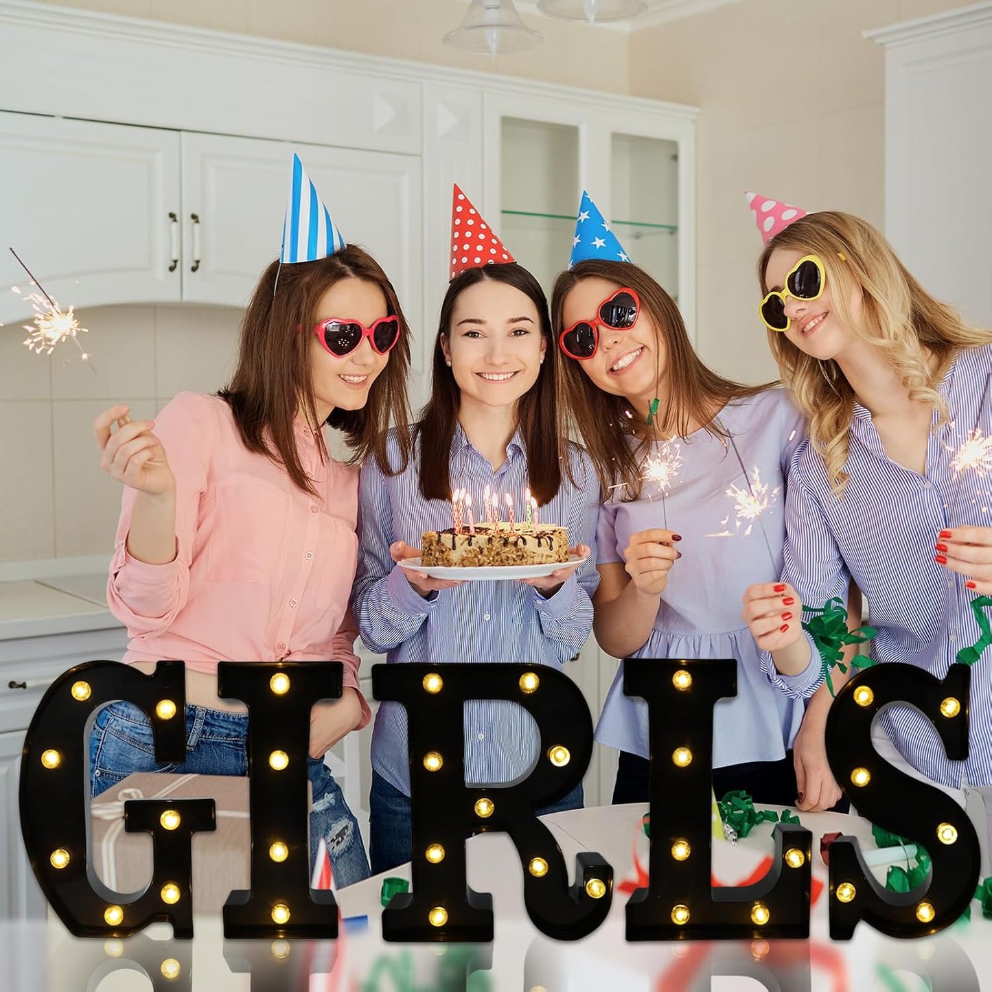 Led Marquee Letters, 8.58 Inch Black Light Up Letters, Small Led Letter Lights, Battery Powered Lighted Letterfor Table, Party, Birthday, Christmas Decor (Black, Letter Q)