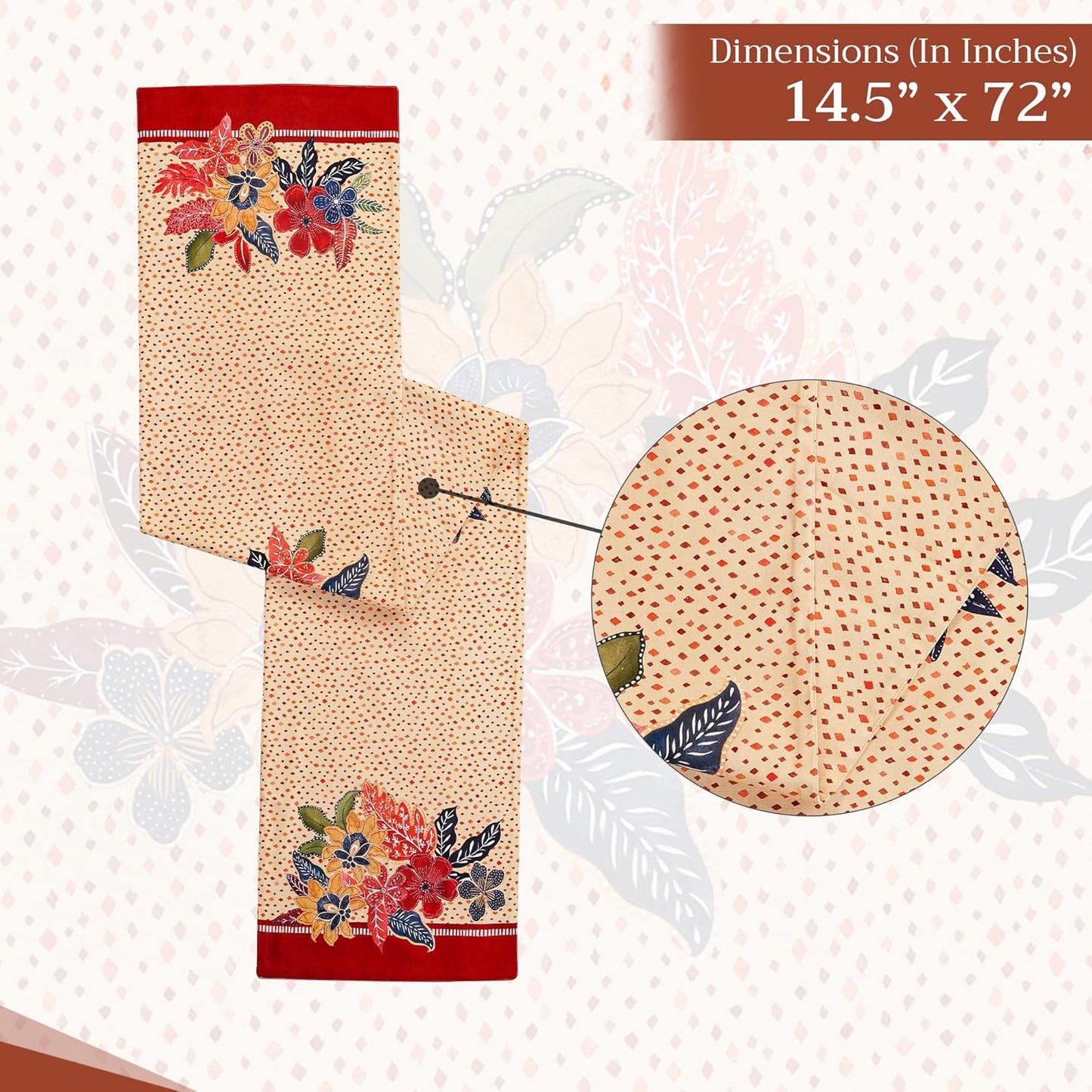 Maison d' Hermine Table Runner 100% Cotton Double Layer Table Runners 72 inches Long for Thanksgiving Christmas Decorations Home Kitchen Dining Party Wedding (Kalahari, 14.5" x 72")