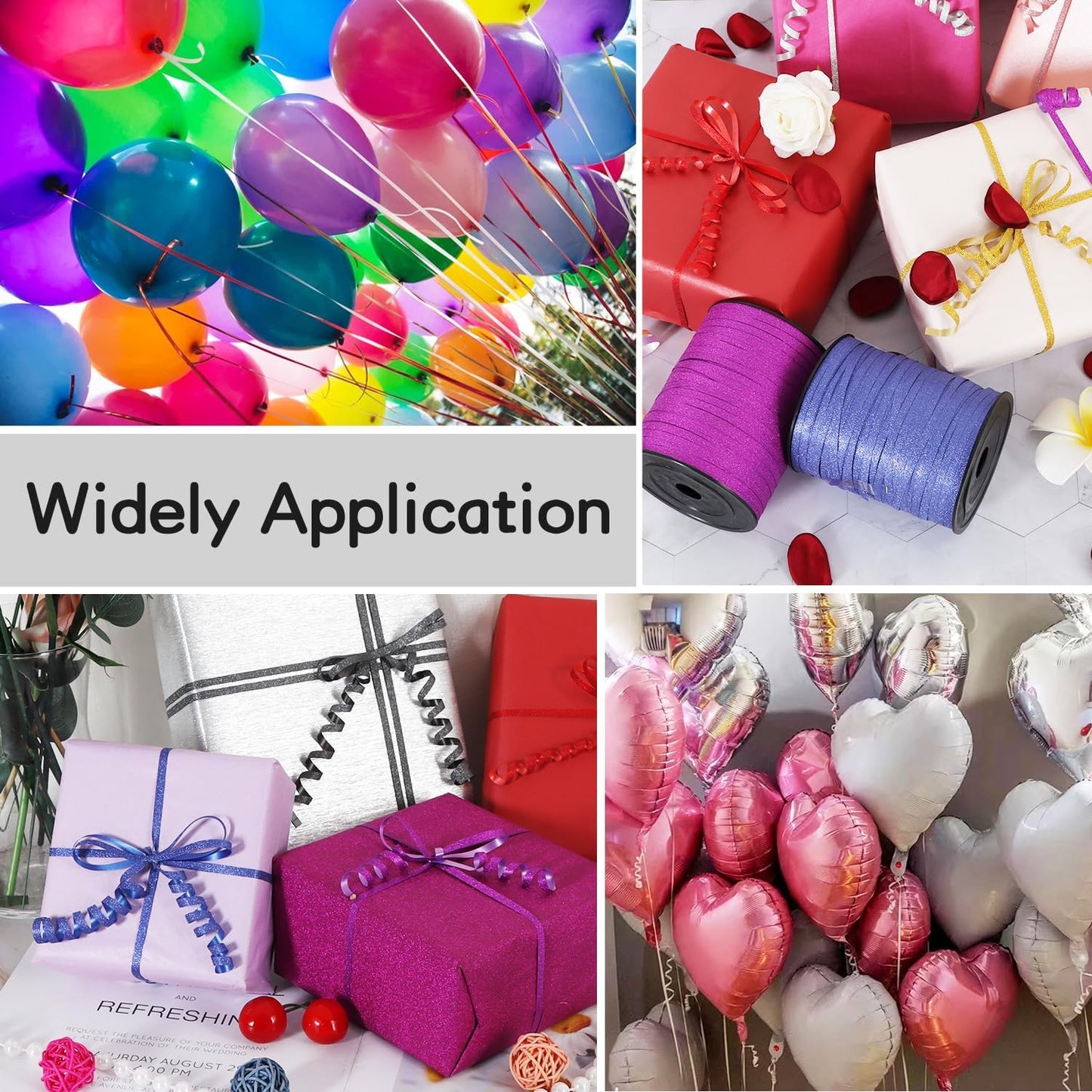 BEISHIDA Glitter Ribbon - 500 Yards Hot Pink, Curling Crimped, Shiny for Gift Wrapping, Birthday Party, Festival, Art Craft, Florist Flowers Decoration