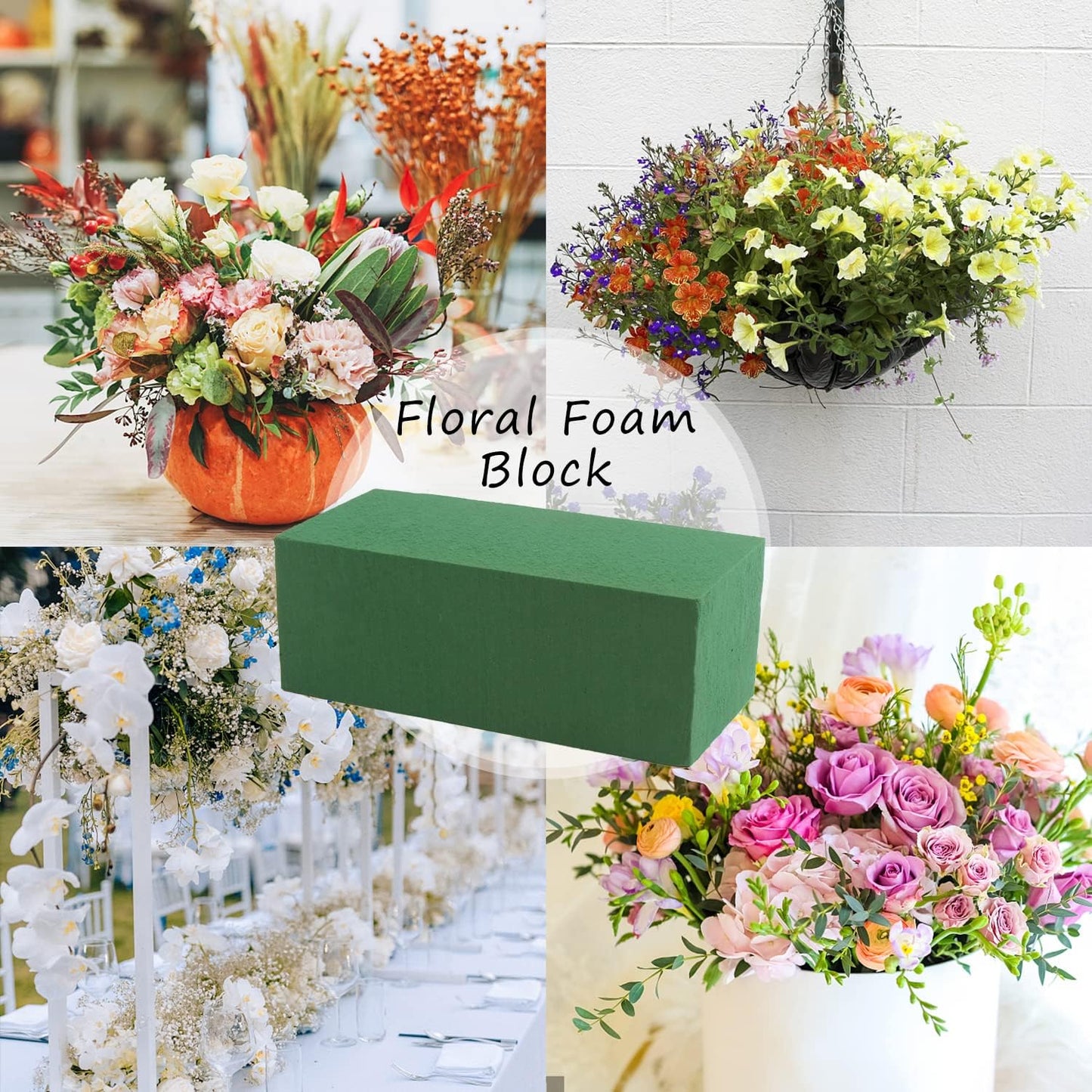 FOIMAS 5pcs Floral Foam Bricks,Green Florist Block for Fresh Artificial Flower Arrangement Craft Supply Wedding
