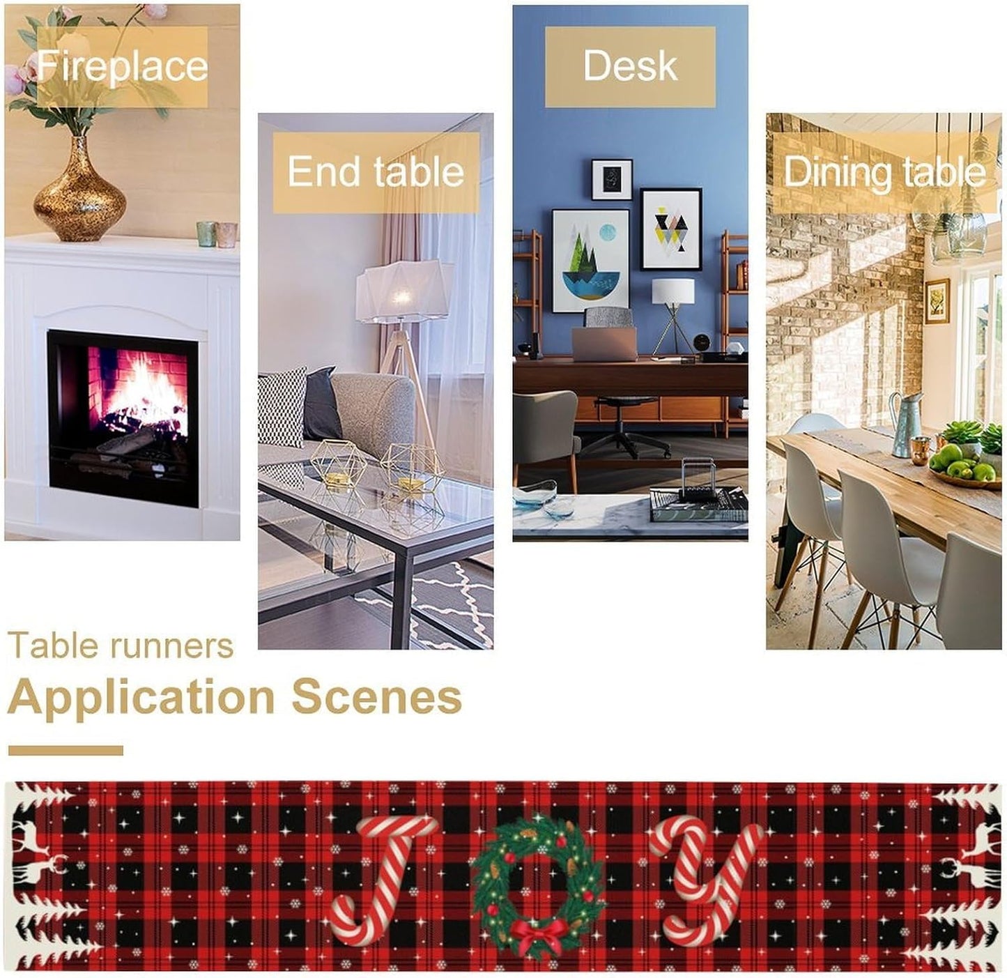 Christmas Table Runner, Red Winter Xmas Holiday Table Cloth Kitchen Dining Table Decoration for Home Party Decor 13x120 Inch