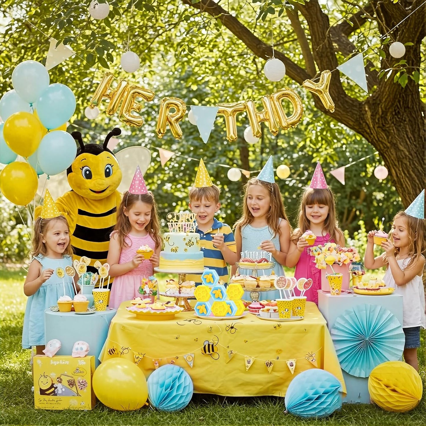 24 Set Baby Shower Favors Bee Party Favors Including Honeycomb Soap with Thank You Card Gift Honey Soap for Guest Gender Reveal Honey Gift Birthday Party Decorations (Blue,Yellow)