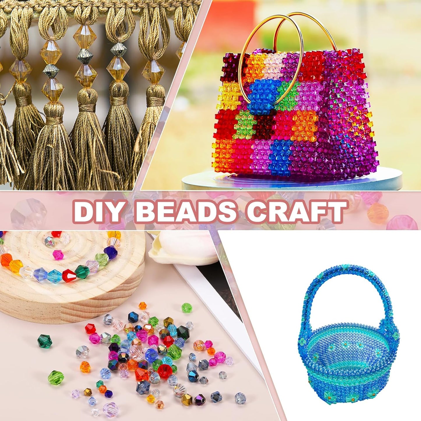 PATIKIL 1000pcs 4mm Bicone Glass Crystal Beads, Faceted Glass Spacer Beads with Box for Jewelry Making Bracelet Necklace Earrings DIY Suncatcher Craft, Grass Green AB