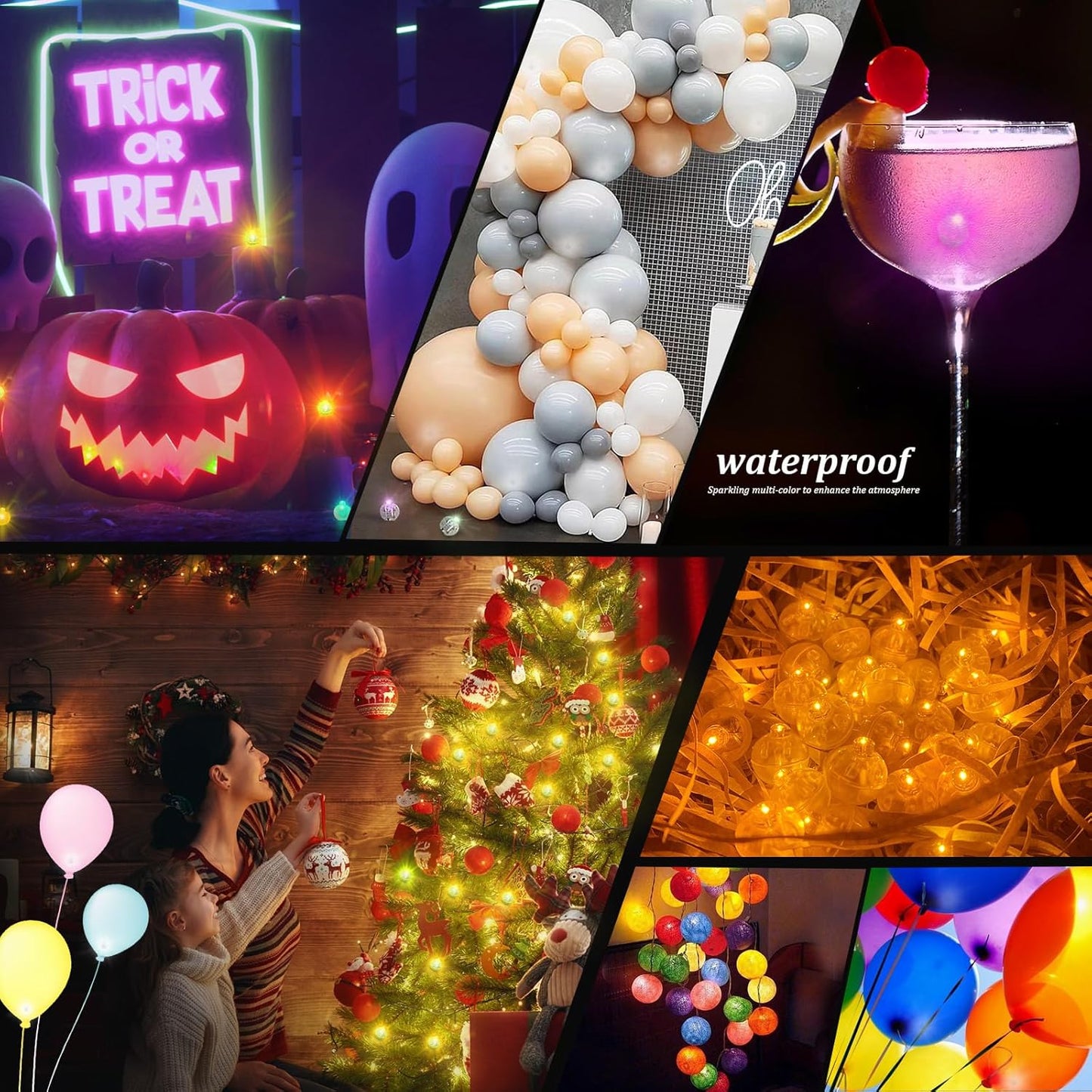 50pcs LED Orange Balloon Light Mini Tiny LED Light, Small Round Led Ball Lamp for Paper Lantern Indoor Outdoor Fun Birthday Event Halloween Christmas Party Wedding Decoration Supplies