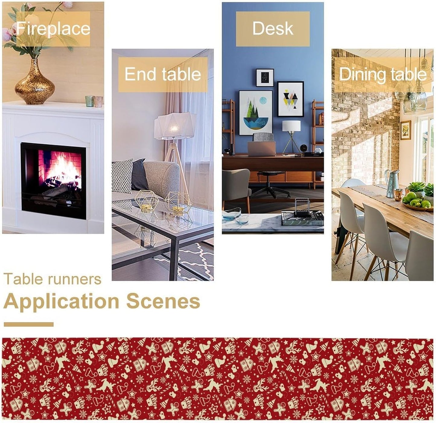 Christmas Table Runner,Seasonal Winter Deer Table Decoration Snowflake Table Cloth Kitchen Dining Table Decoration for Home Party Decor 13x70 Inch