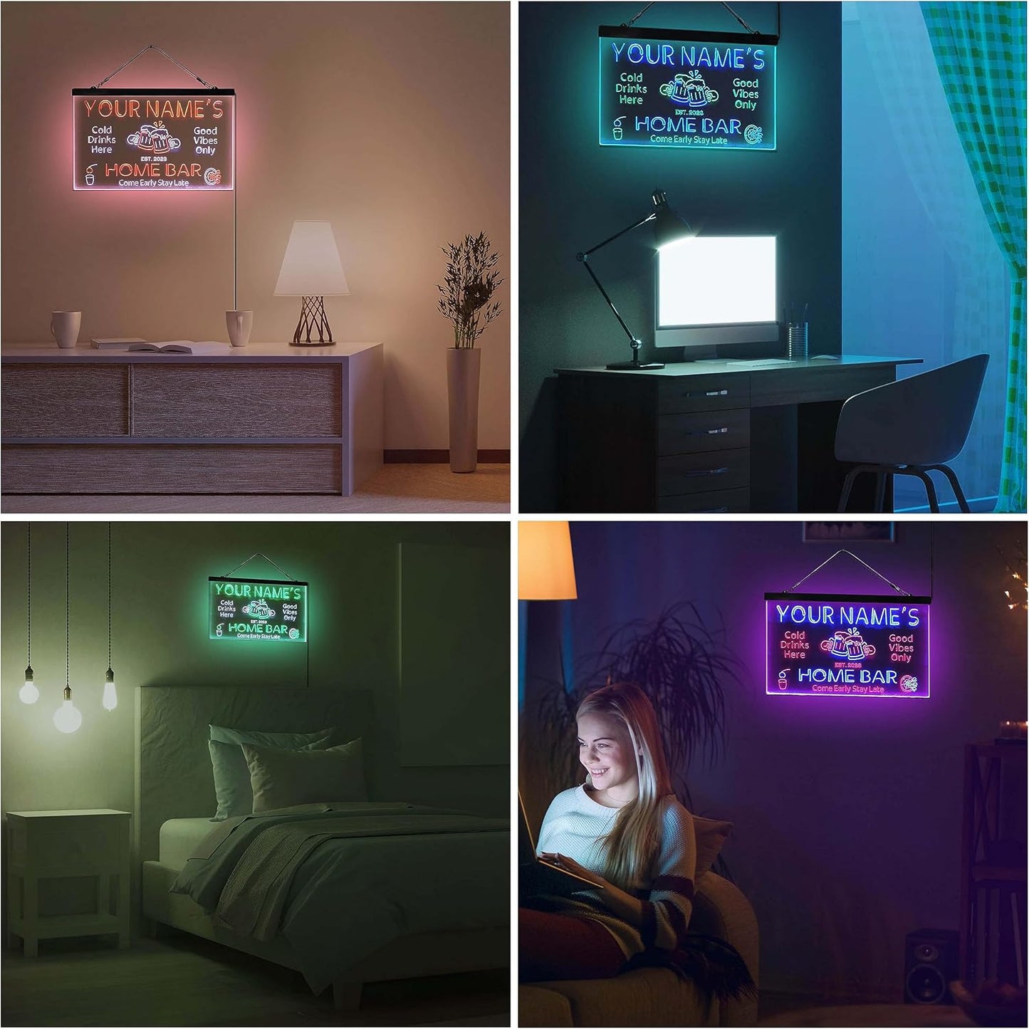 ADVPRO Personalized Your Name Custom Home Bar Beer Established Year Dual Color LED Neon Sign White & Purple 12 x 8.5 Inches st6s32-p1-tm-wp