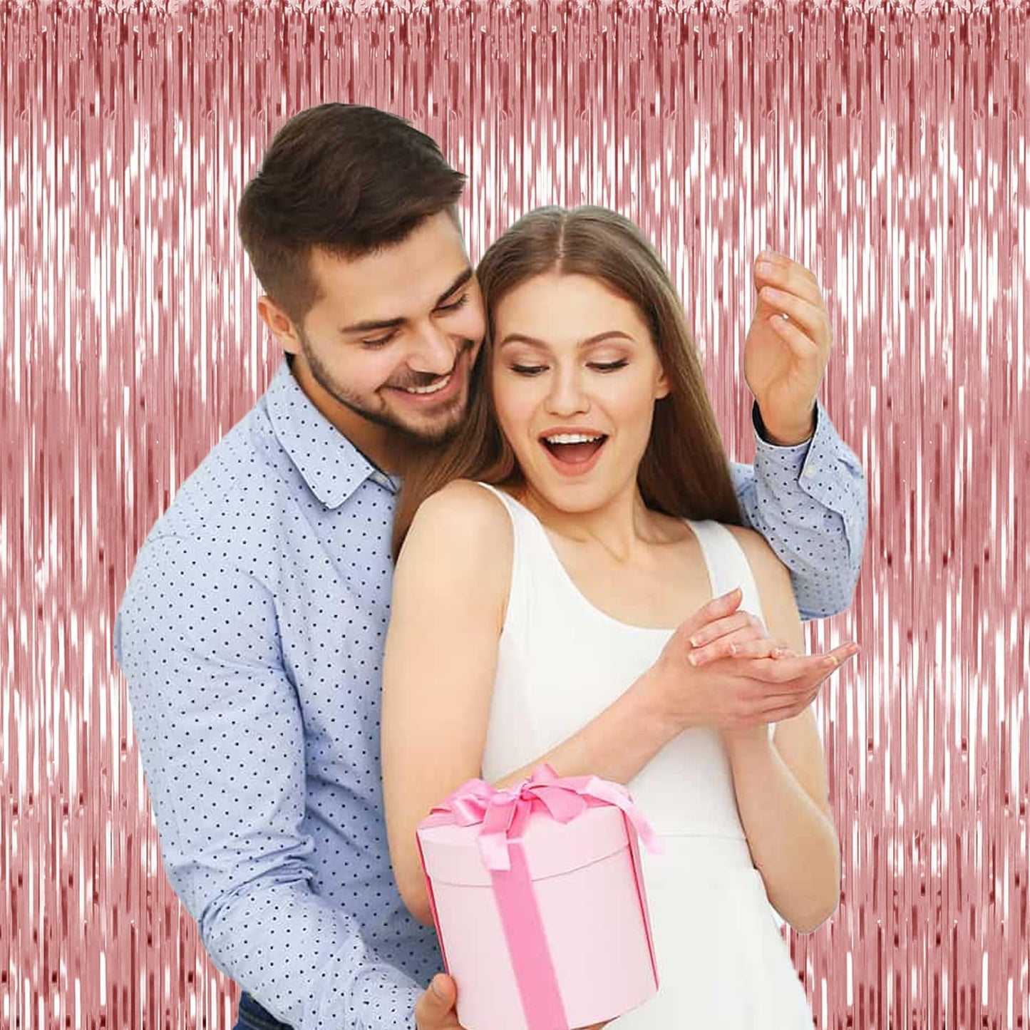 5 Pack Rose Gold Backdrop Birthday Decorations Foil Curtain Backdrop Bachelorette Party Decorations Rose Gold Party Decor Streamers Groovy Birthday Party Decorations