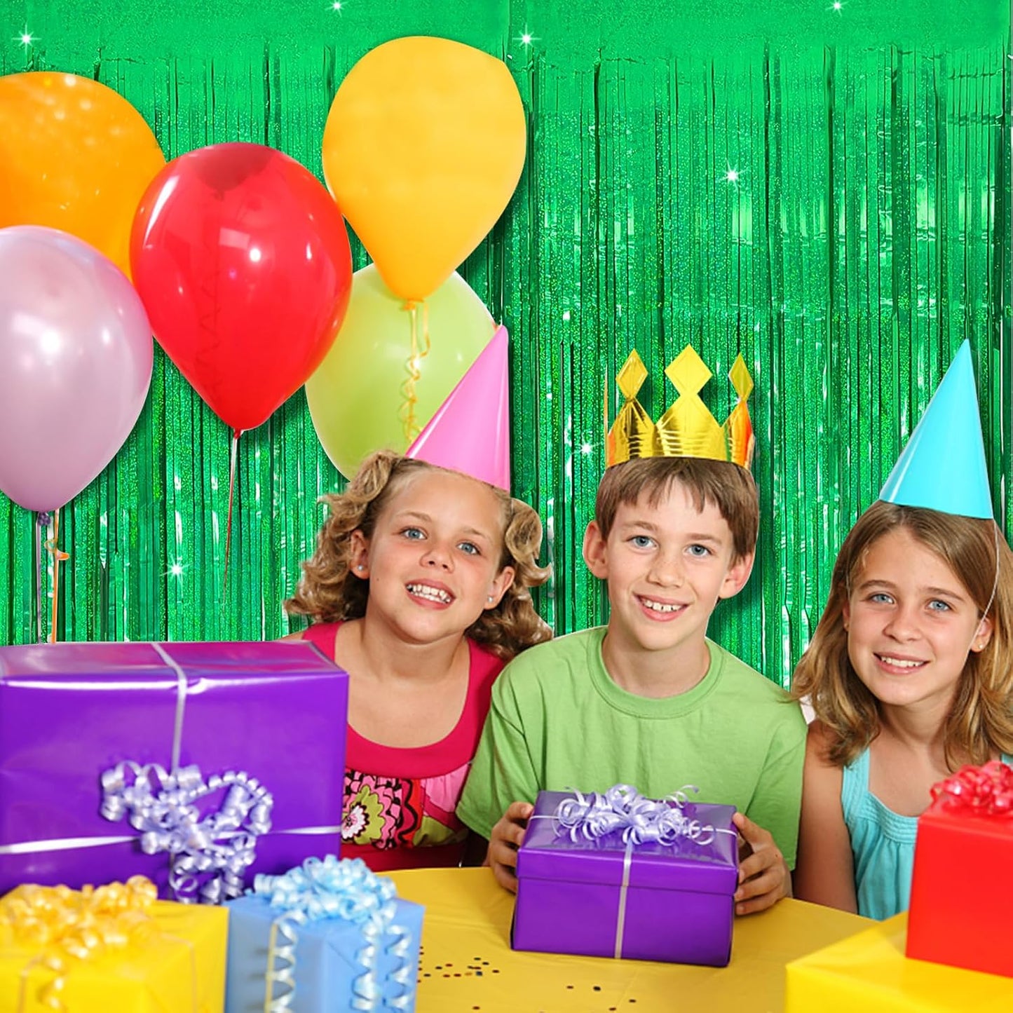 Tinsel Curtain Party Backdrop Green Birthday Decorations 2 Packs Glitter Foil Fringe Curtain Party Decor Streamers Photo Booth for Birthday Christmas Wedding Halloween Graduation Decorations