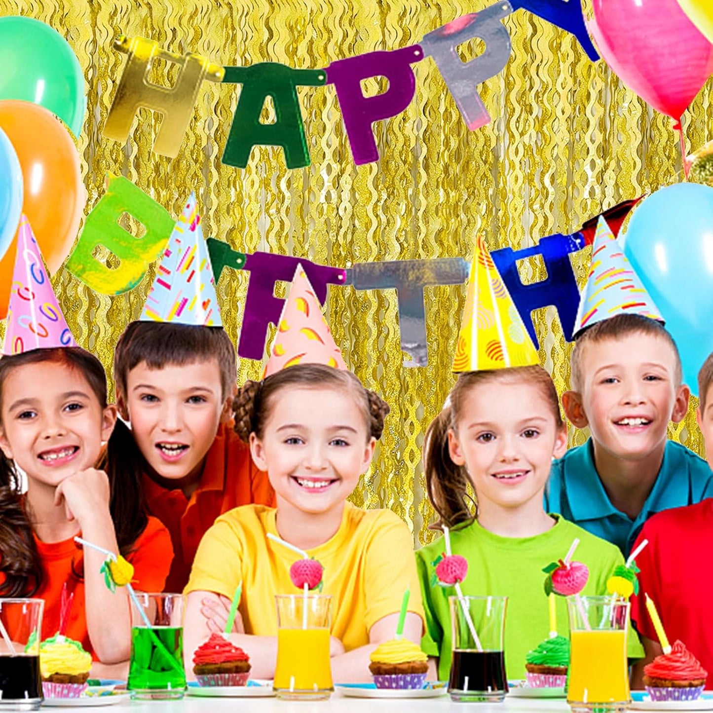 Gold Backdrop Birthday Decorations Foil Curtain Backdrop Gold Streamers Dance Party Decorations Photo Booth Props for Bachelorette Decorations Christmas Halloween New Years Eve Party Supplies