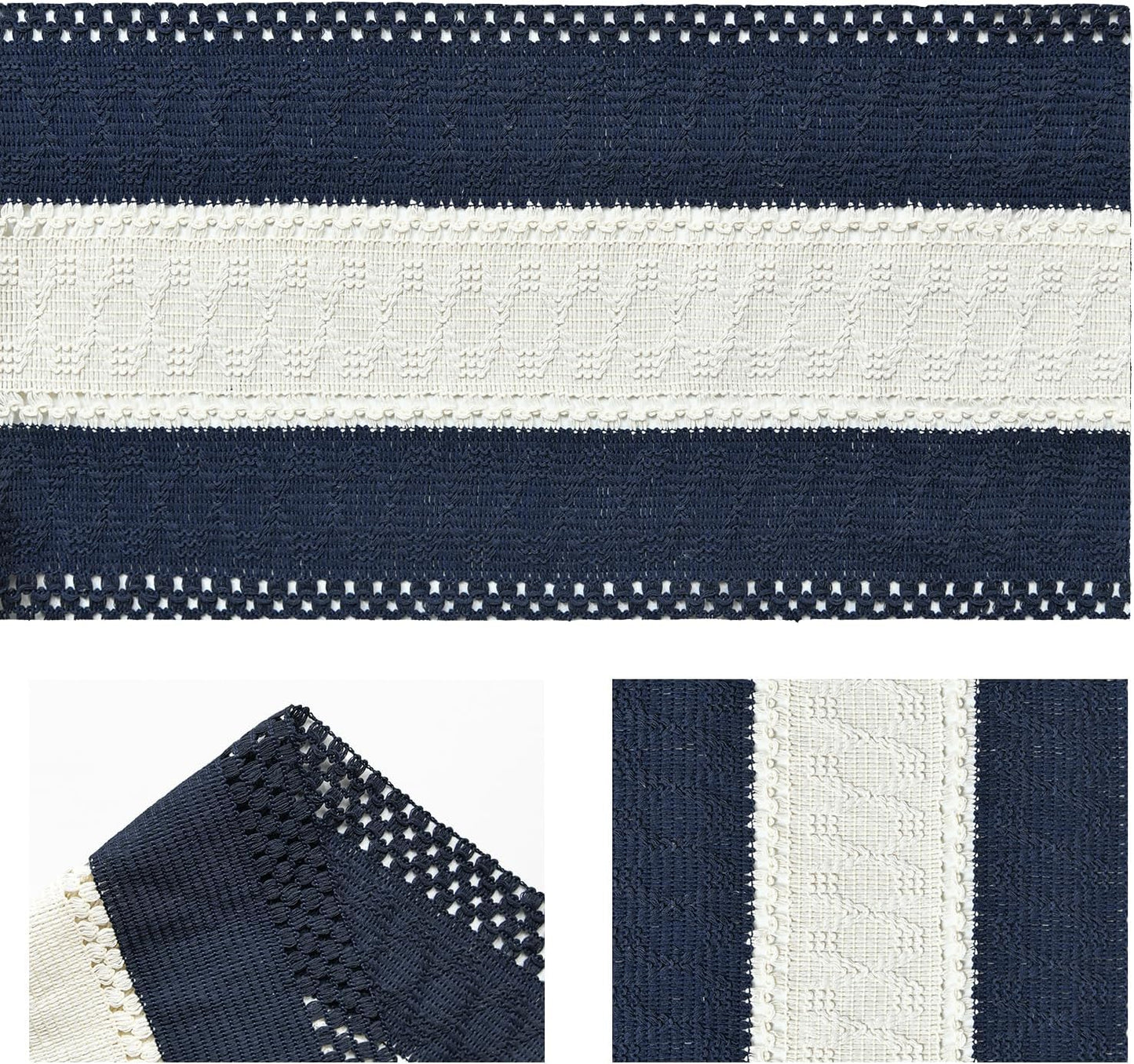 Artoid Mode Dark Blue Farmhouse Rustic Table Runner, Seasonal Hollow Kitchen Dining Table Decoration for Home Party Decor 12x120 Inch