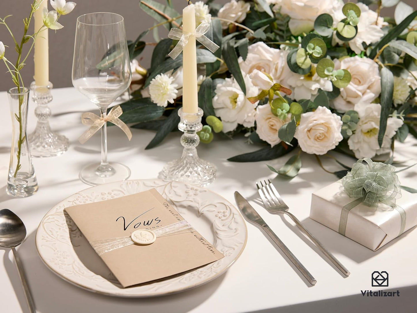 Vitalizart Organza Ribbon 3/8" x 30 Yd Cream White Rose Gold & Dusty Green Sheer Ribbons for Gift Wrapping Crafts Christmas Party Decor Bows Wedding Invitations Wreaths Bouquet