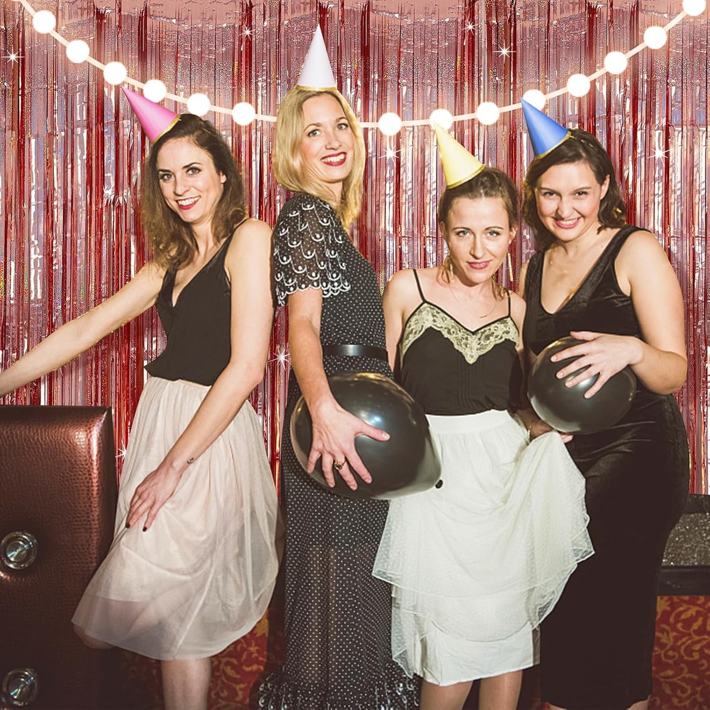 Tinsel Curtain Party Backdrop Rose Gold Birthday Decorations 5 Packs Glitter Foil Fringe Curtain Party Decor Streamers Photo Booth for Birthday Christmas Wedding Halloween Graduation Decorations